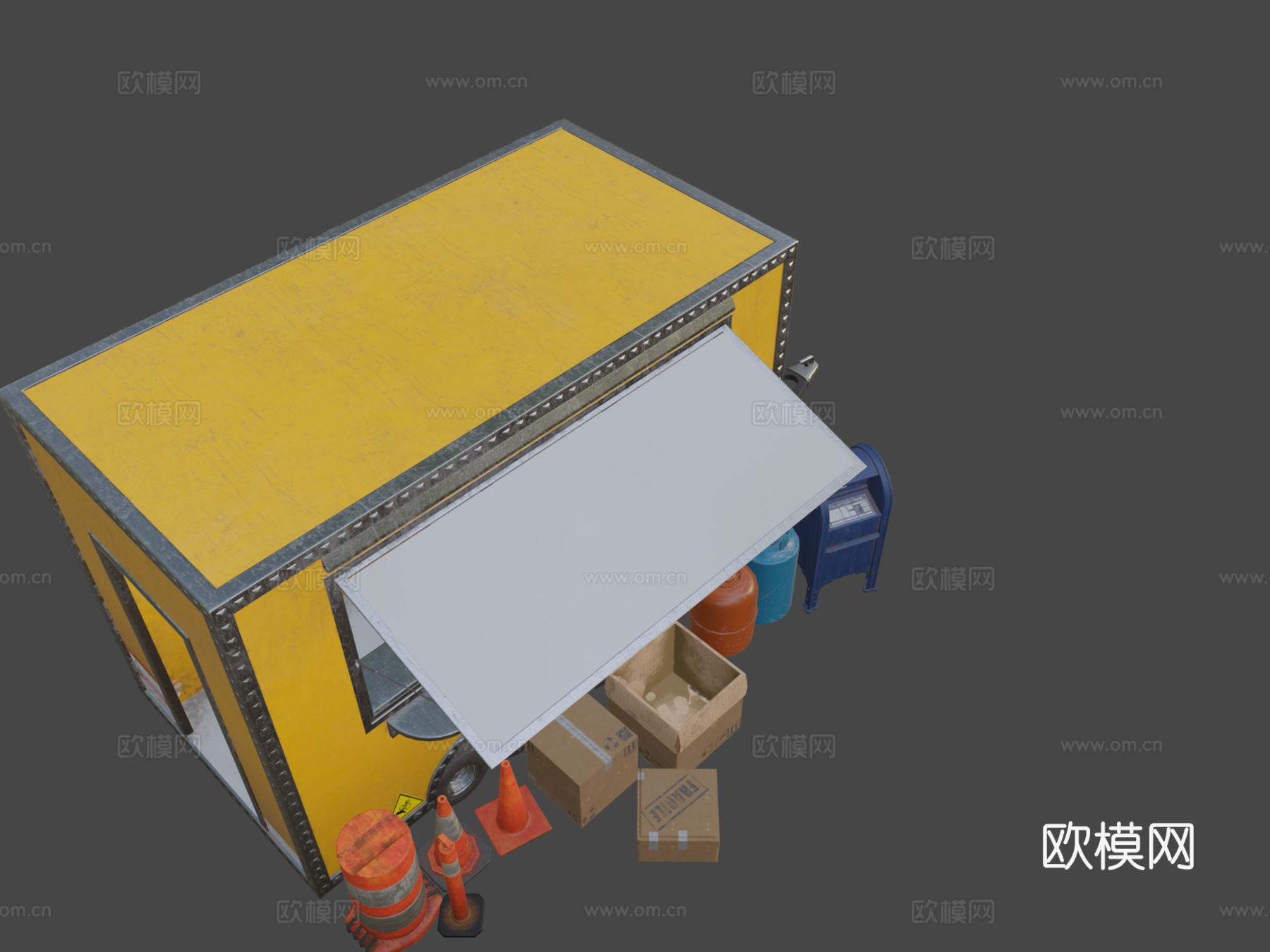 带街头资产迷你包的餐车3d模型下载（渲染图8）