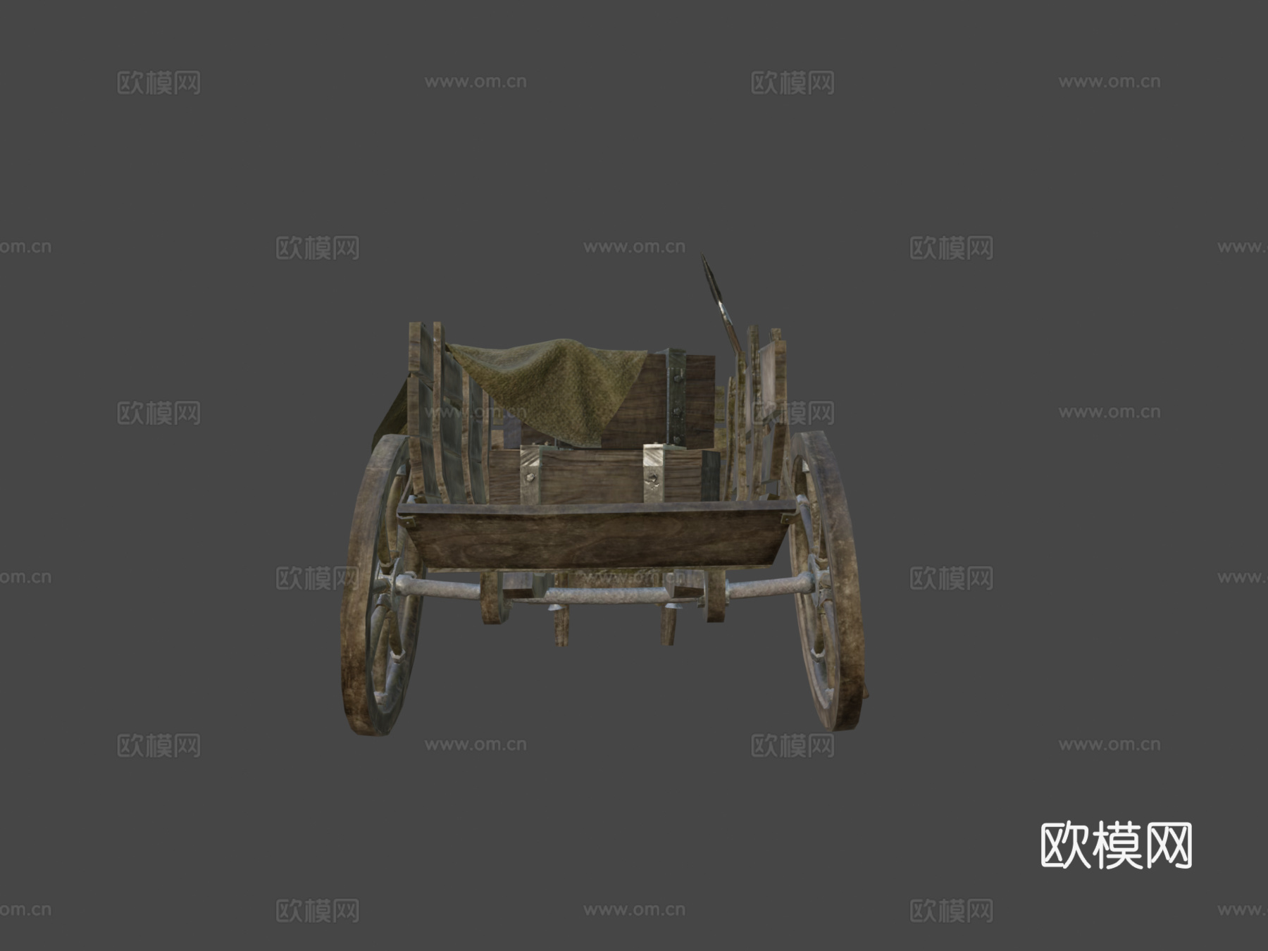 中世纪木制手推车3d模型下载（渲染图6）