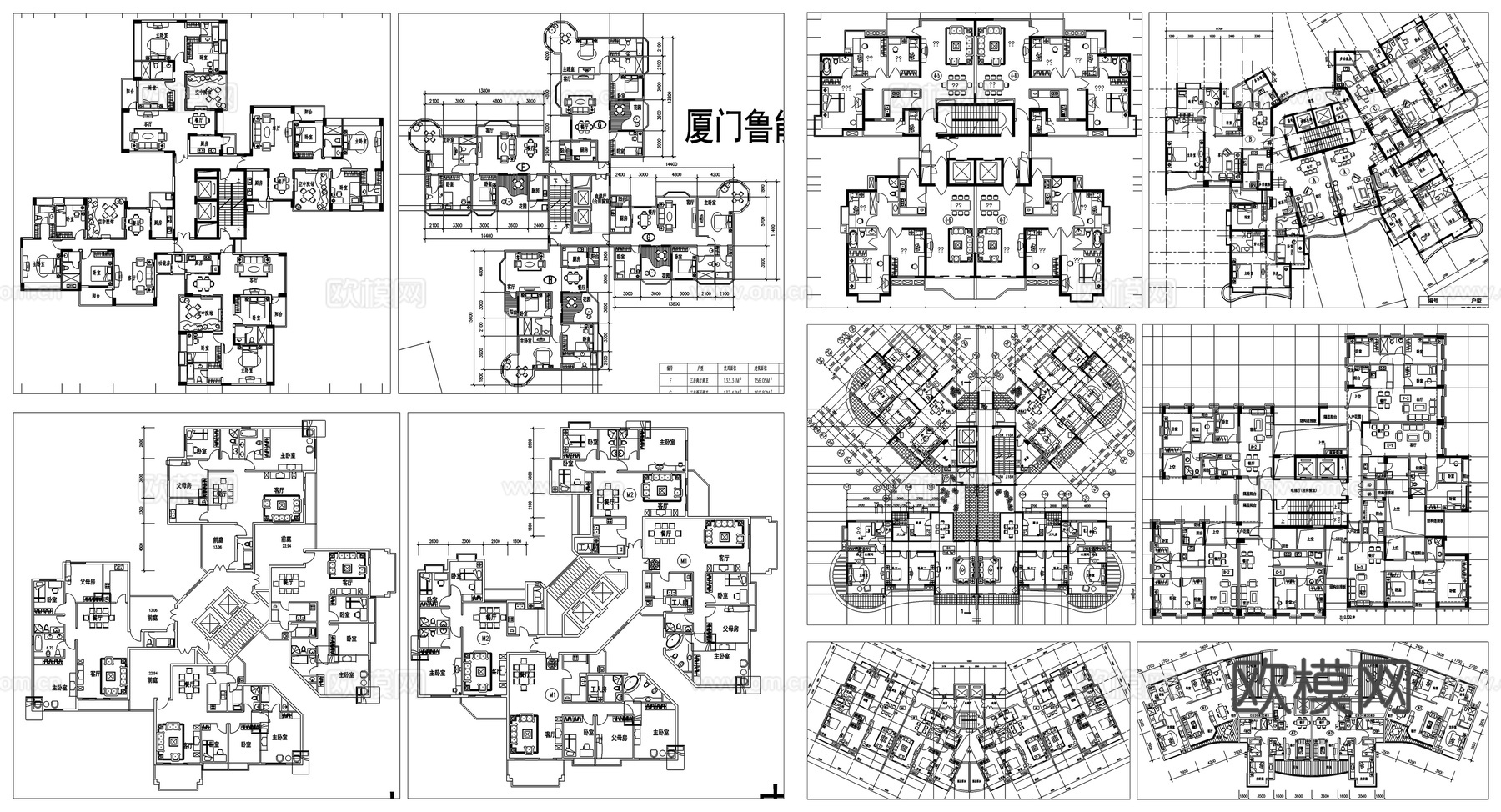户型优化家装户型图室内设计平面布置家具布局图方案CAD素材图cad施工图