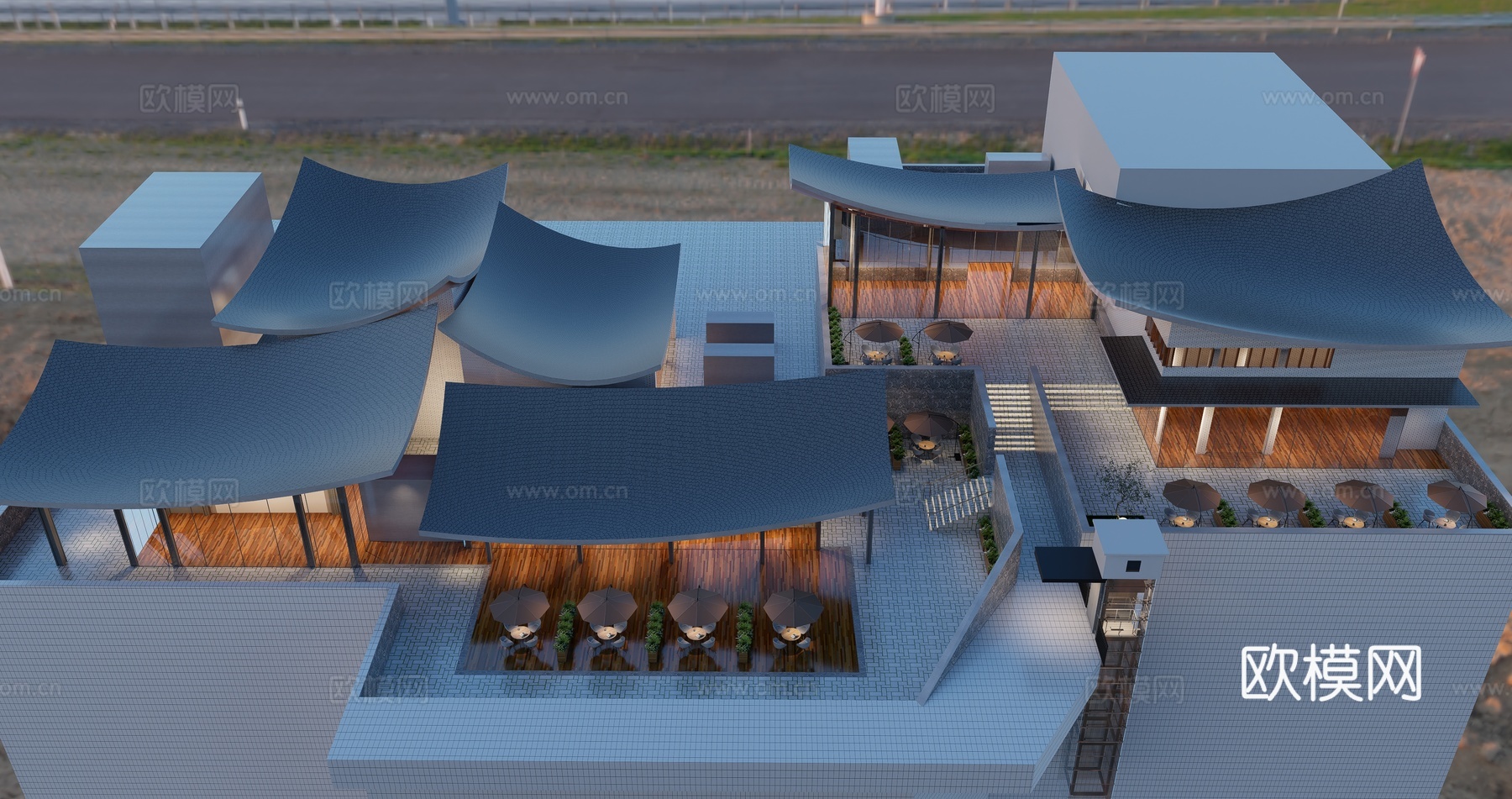 中式商业街su模型