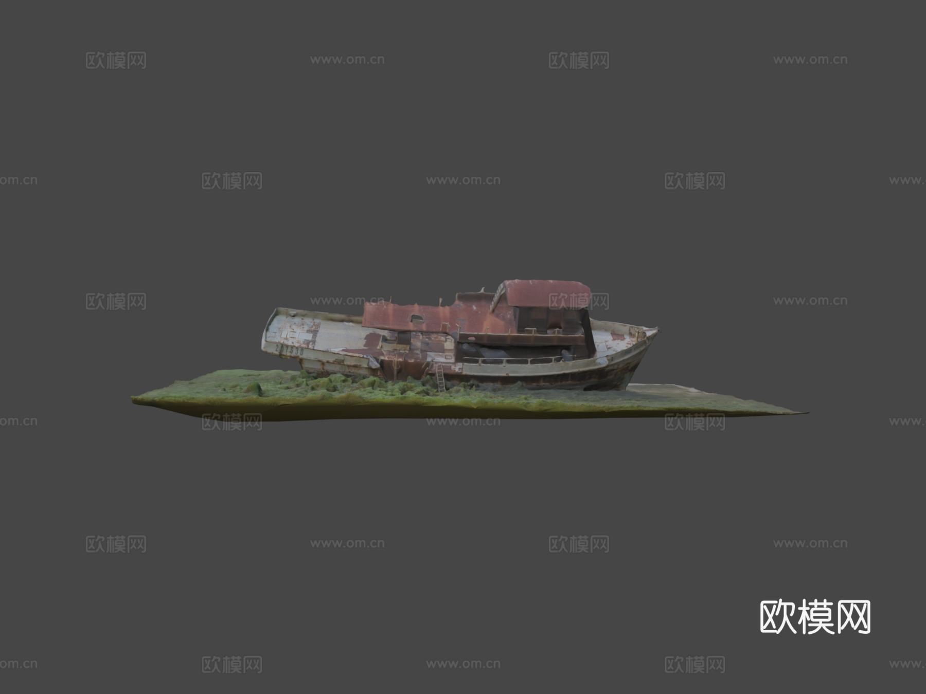 废弃冲上岸的船（摄影测量）3d模型下载（渲染图6）