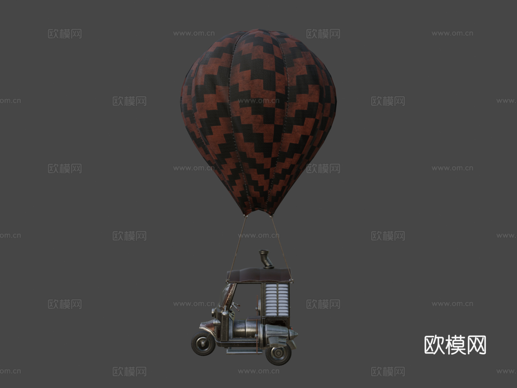 自动人力车气球3d模型下载（渲染图5）
