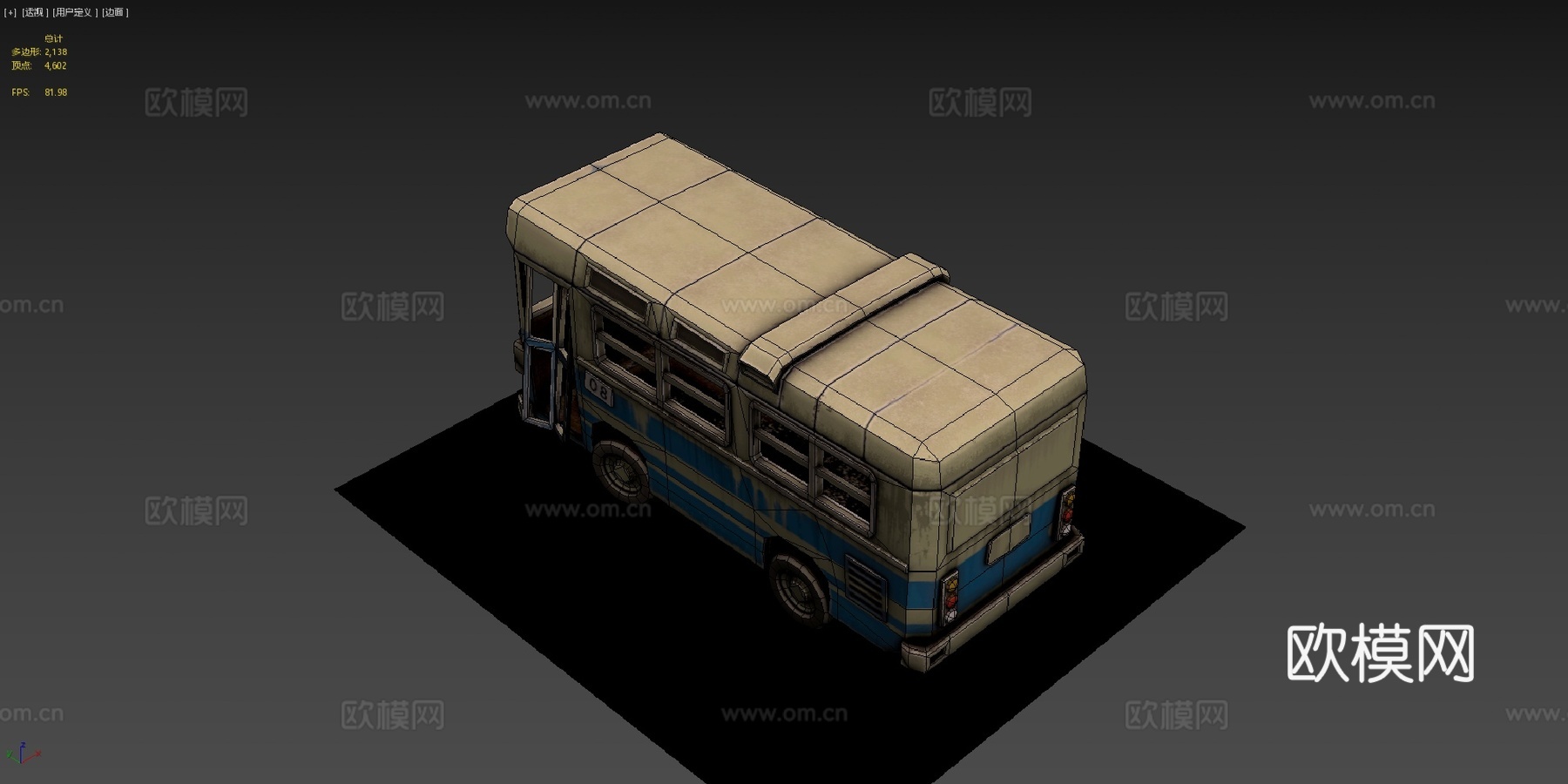 毁坏巴士 - 风格化3d模型下载（渲染图4）