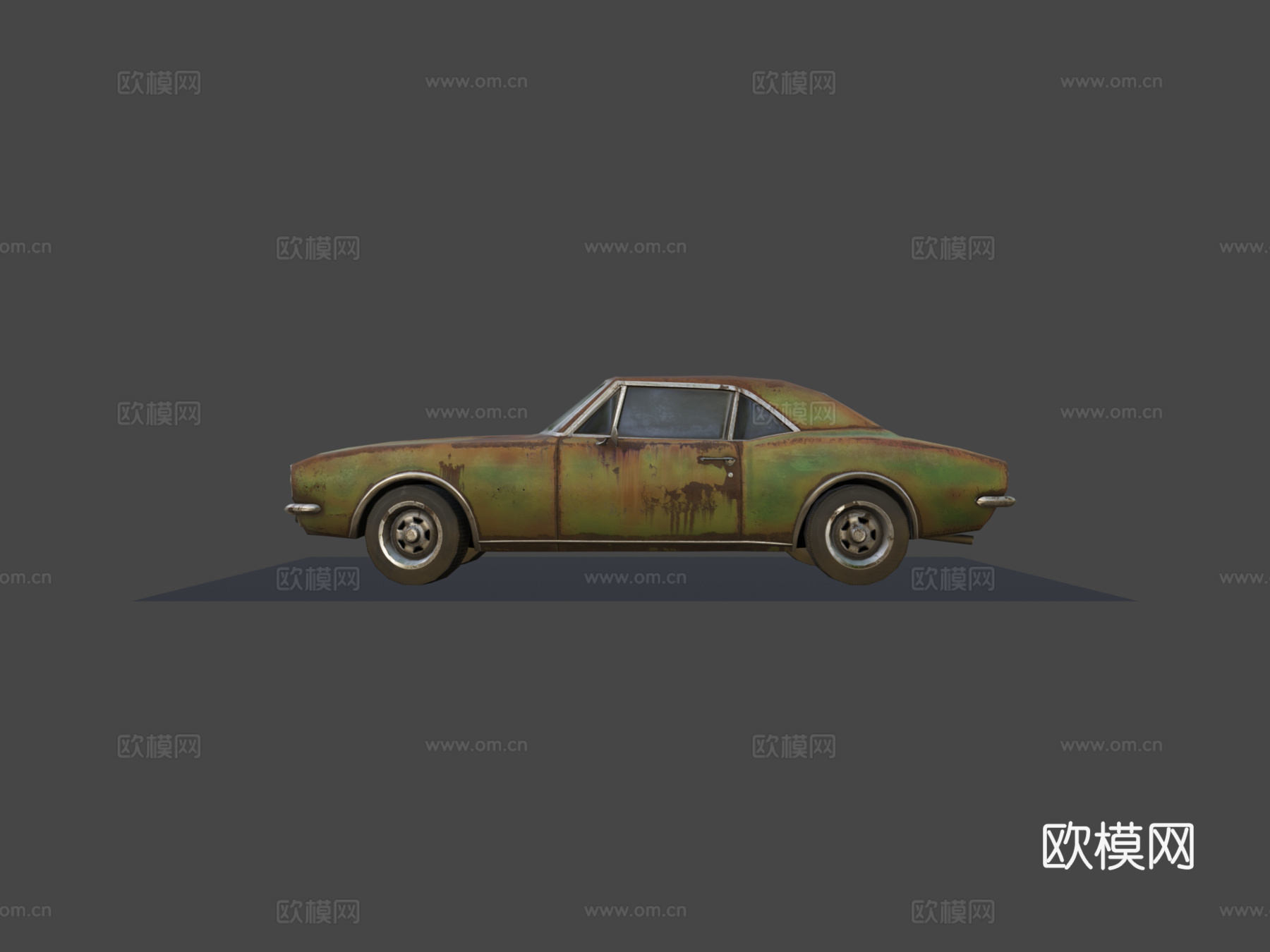 生锈的1960年代肌肉车3d模型下载（渲染图6）