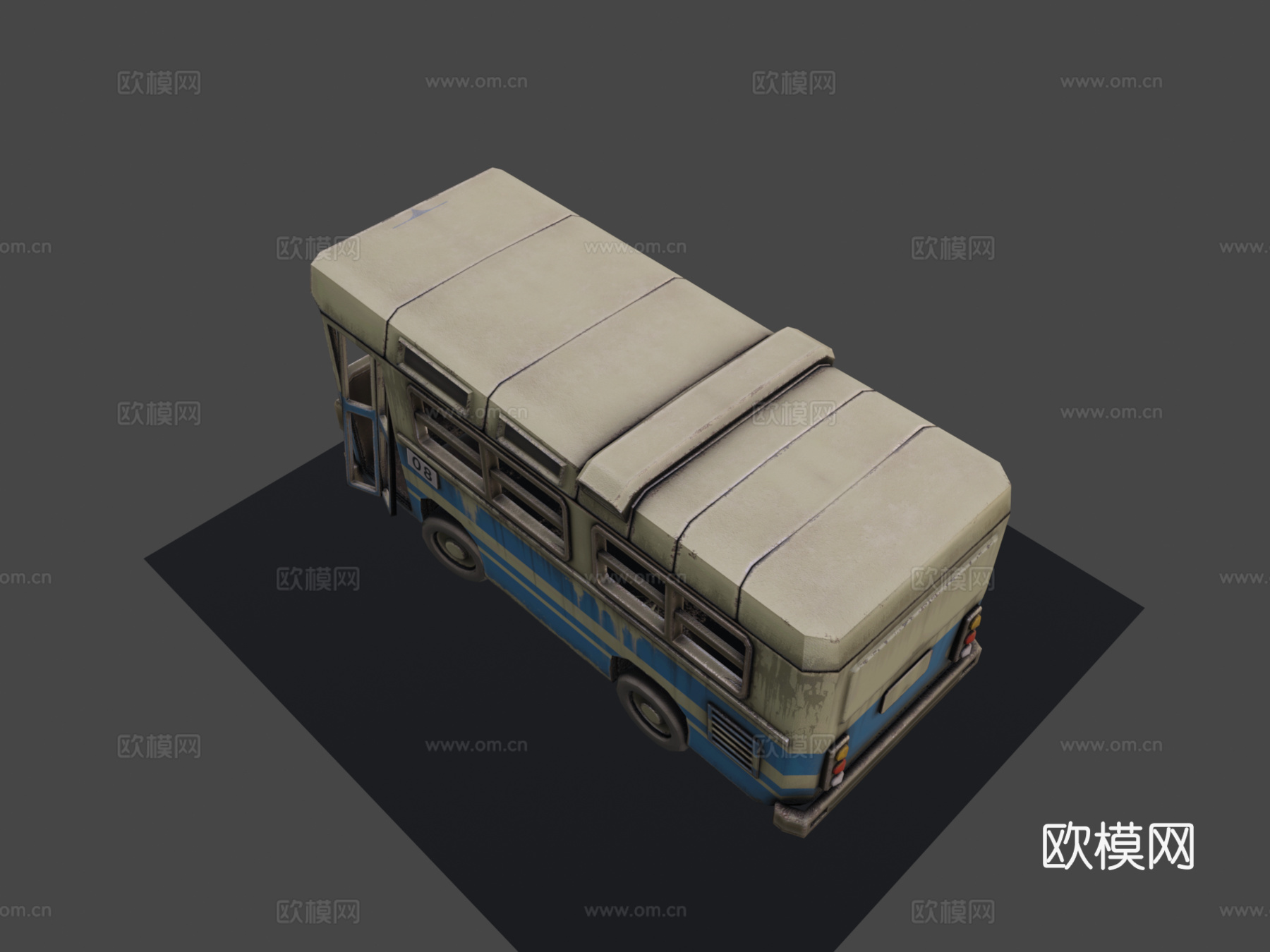 毁坏巴士 - 风格化3d模型下载（渲染图8）