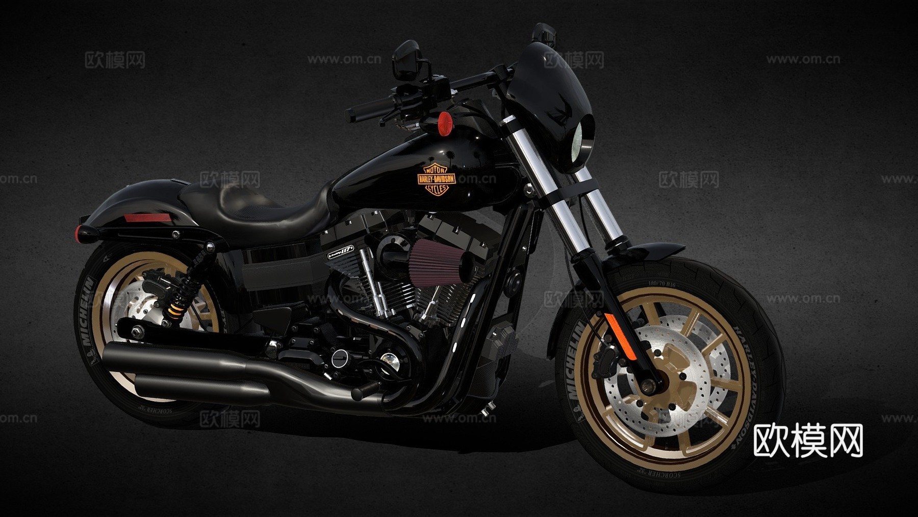 哈雷戴维森FXDLS戴纳低骑手S3d模型下载（渲染图1）