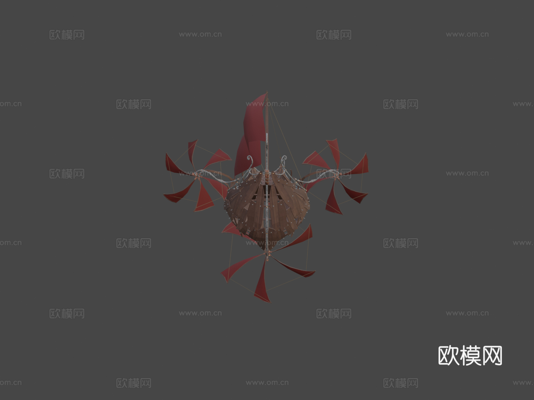 蒸汽朋克飞行船3d模型下载（渲染图7）