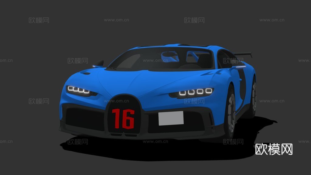 卡通-布加迪凯龙Pur Spor3d模型下载（渲染图1）