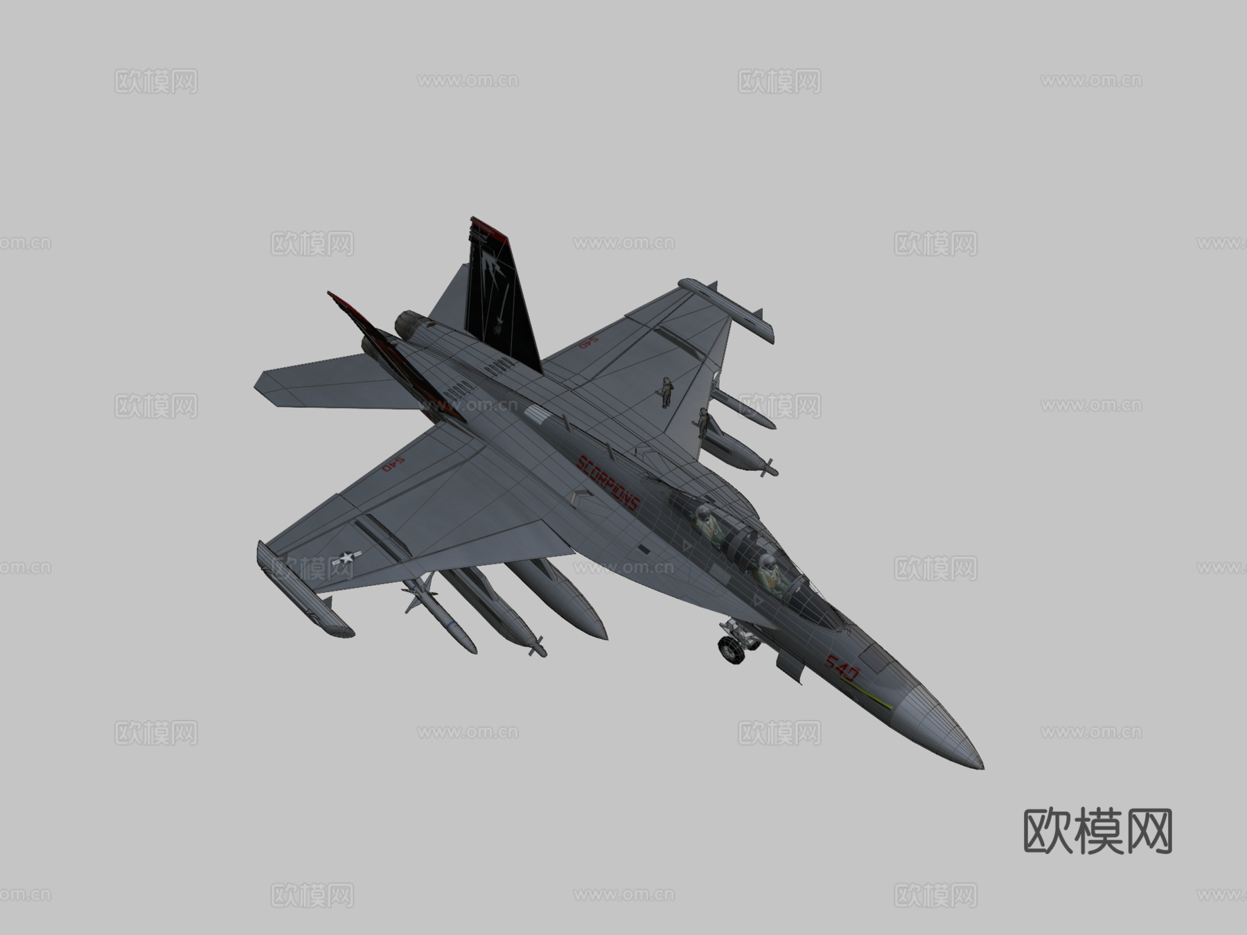 低多边形1 -1 EA18G咆哮者3d模型下载（渲染图2）