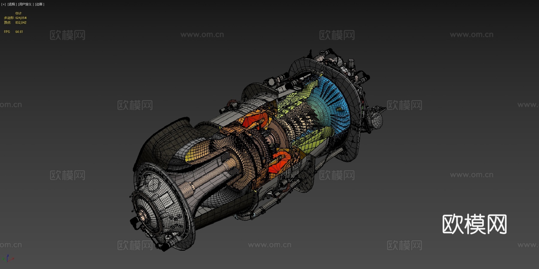 PT6C-67C涡轮轴发动机3d模型下载（渲染图4）