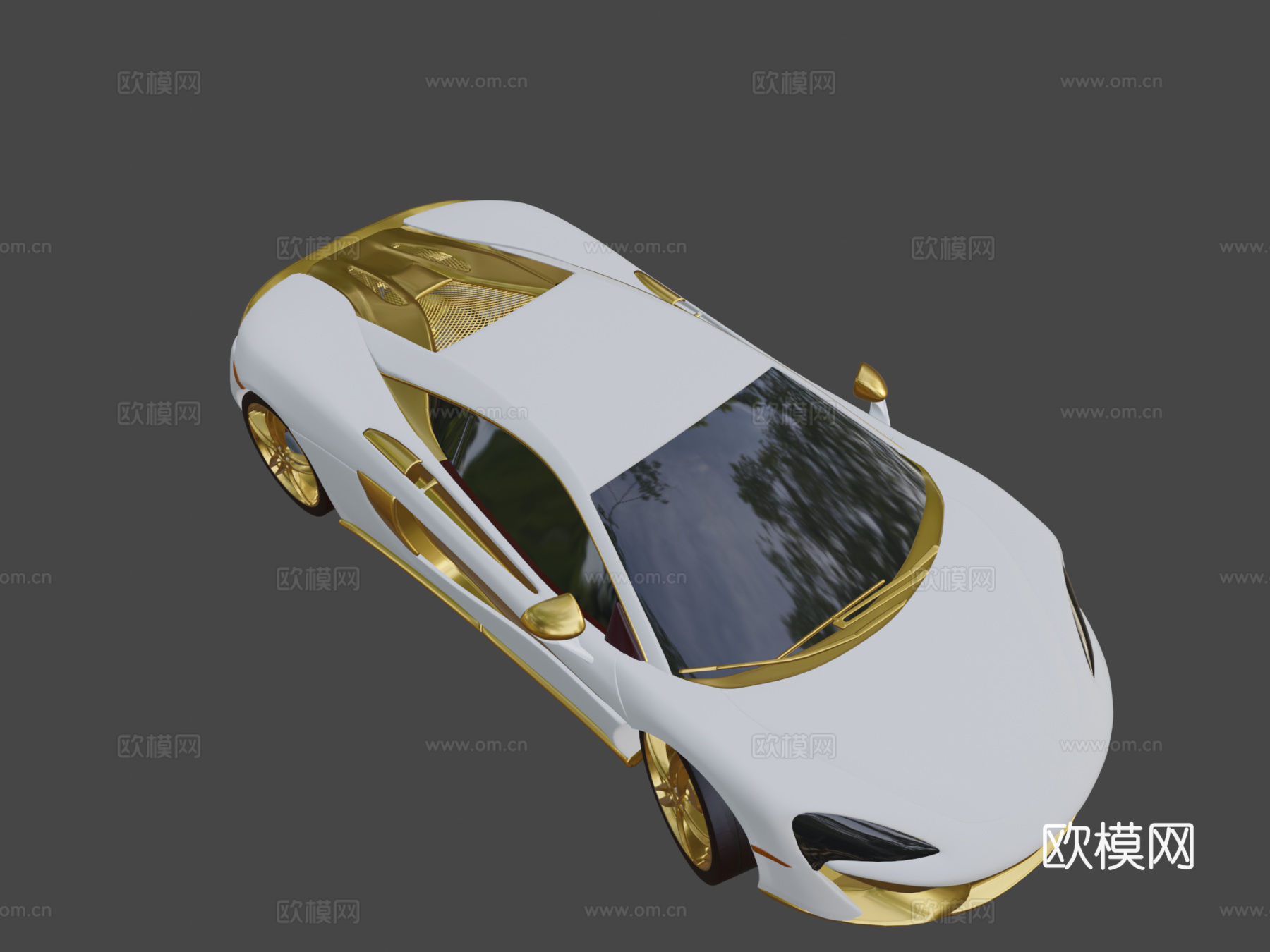 迈凯轮白色配金色3d模型下载（渲染图7）