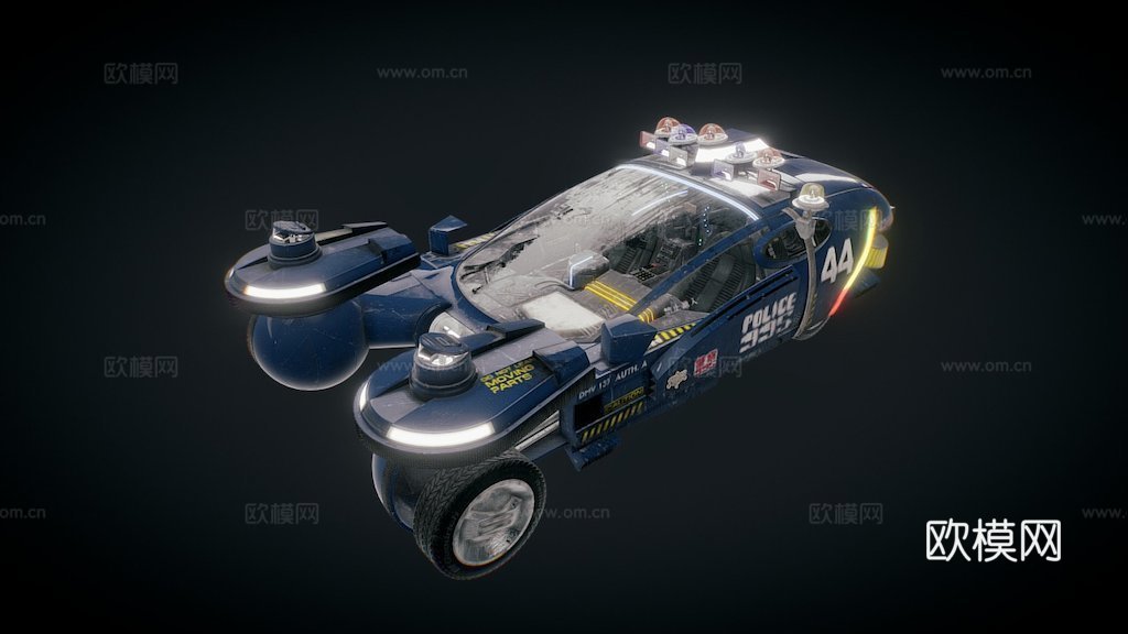 洛杉矶 2019 - 警用旋转车 (高多边形)3d模型下载（渲染图1）