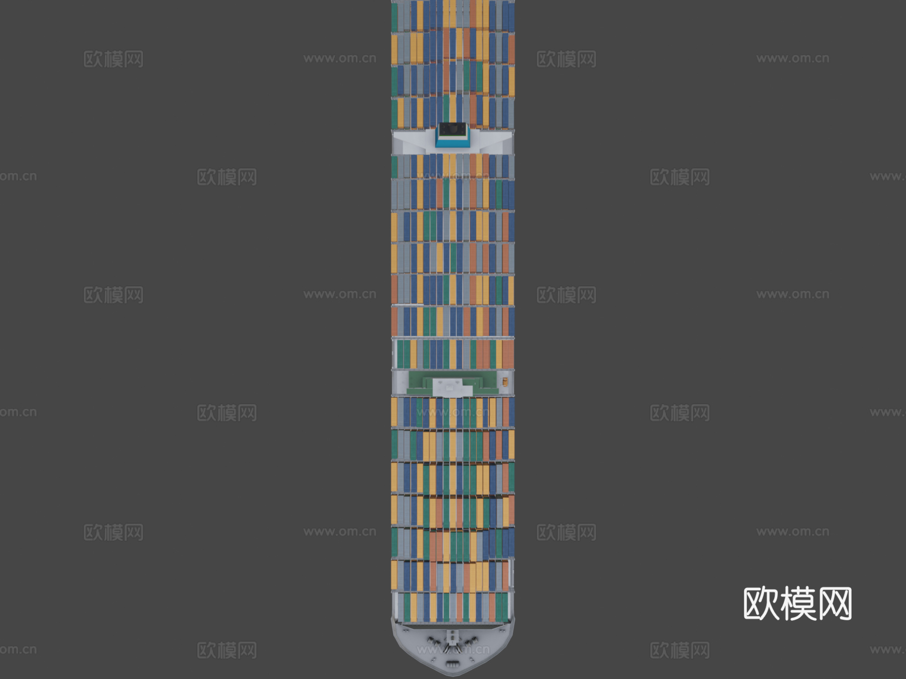 集装箱船3d模型下载（渲染图7）