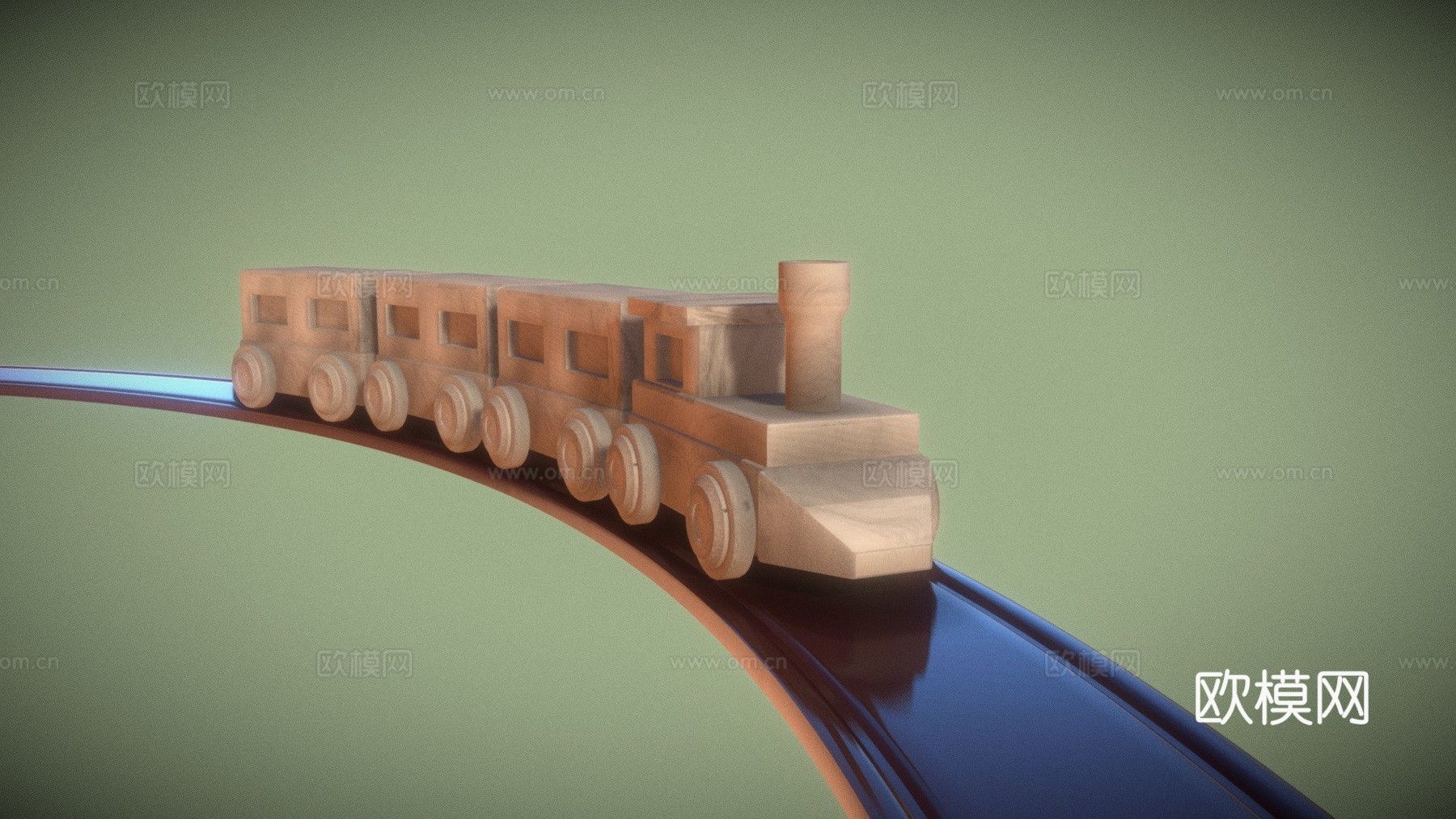 木制火车3d模型下载（渲染图1）