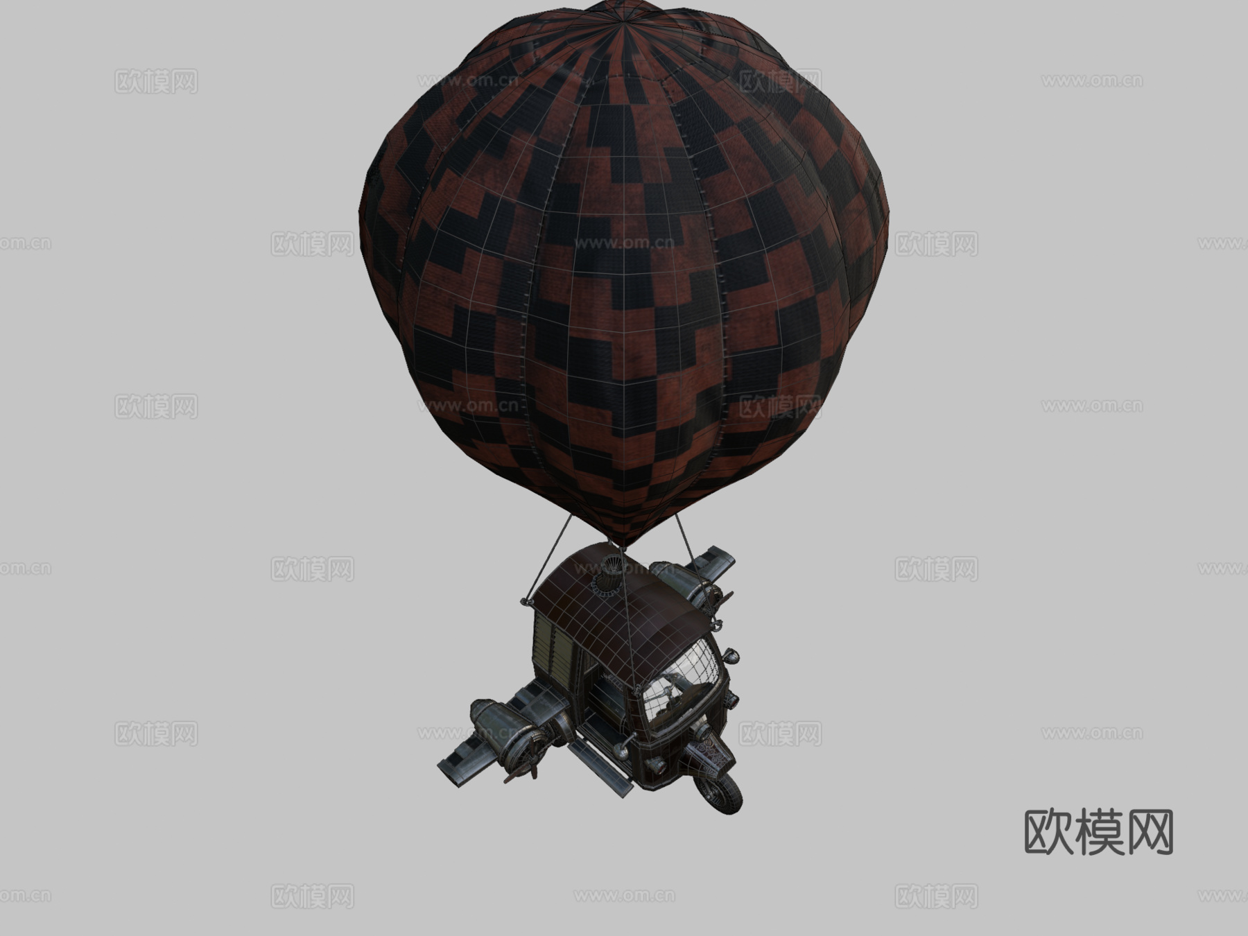 自动人力车气球3d模型下载（渲染图2）