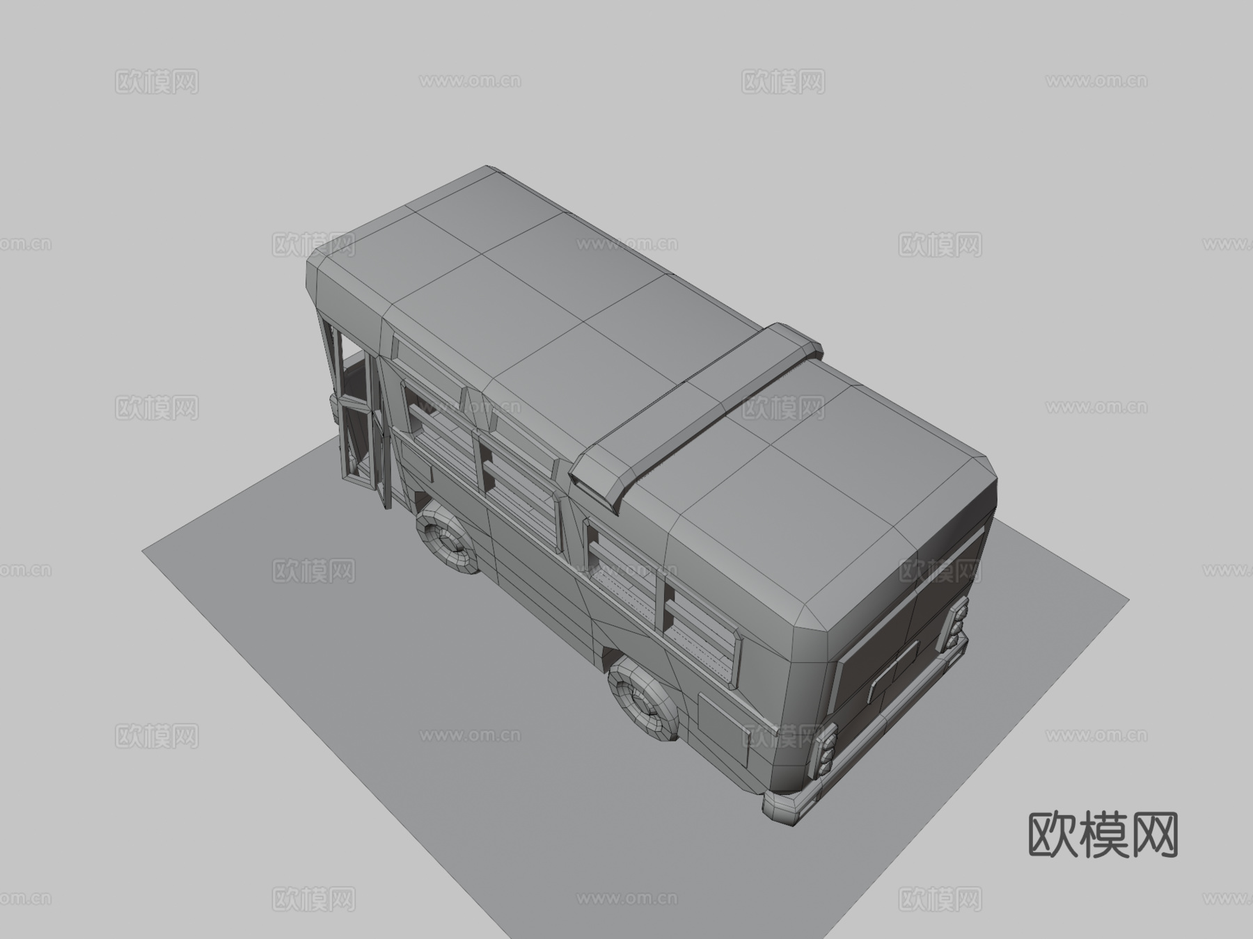 毁坏巴士 - 风格化3d模型下载（渲染图3）
