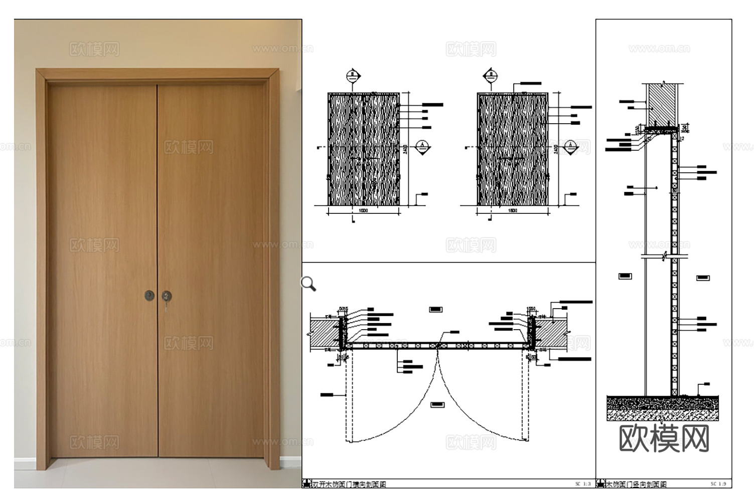12套现代风格常用室内木门CAD施工节点图最细整理合集cad施工图