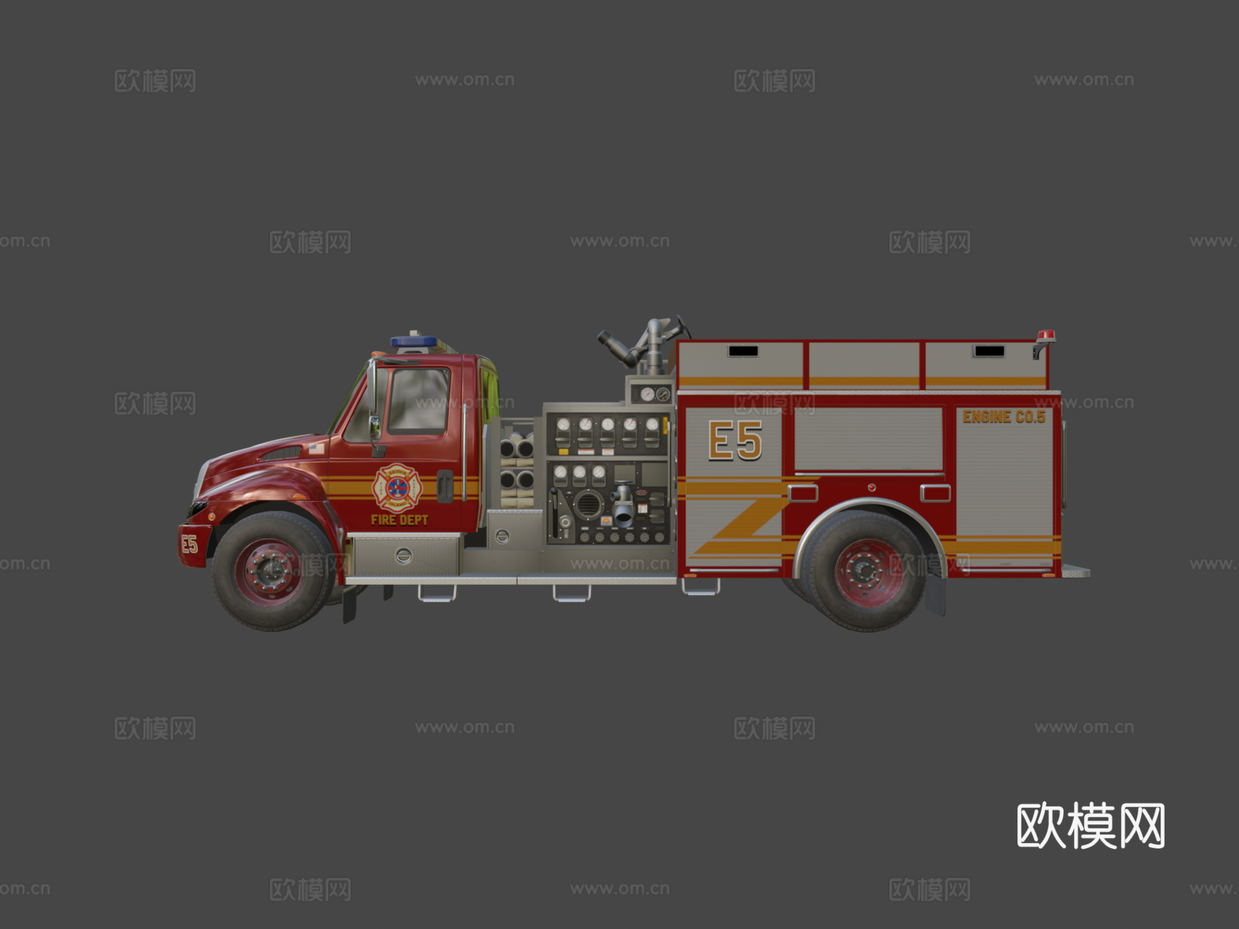杜拉之星消防车3d模型下载（渲染图6）