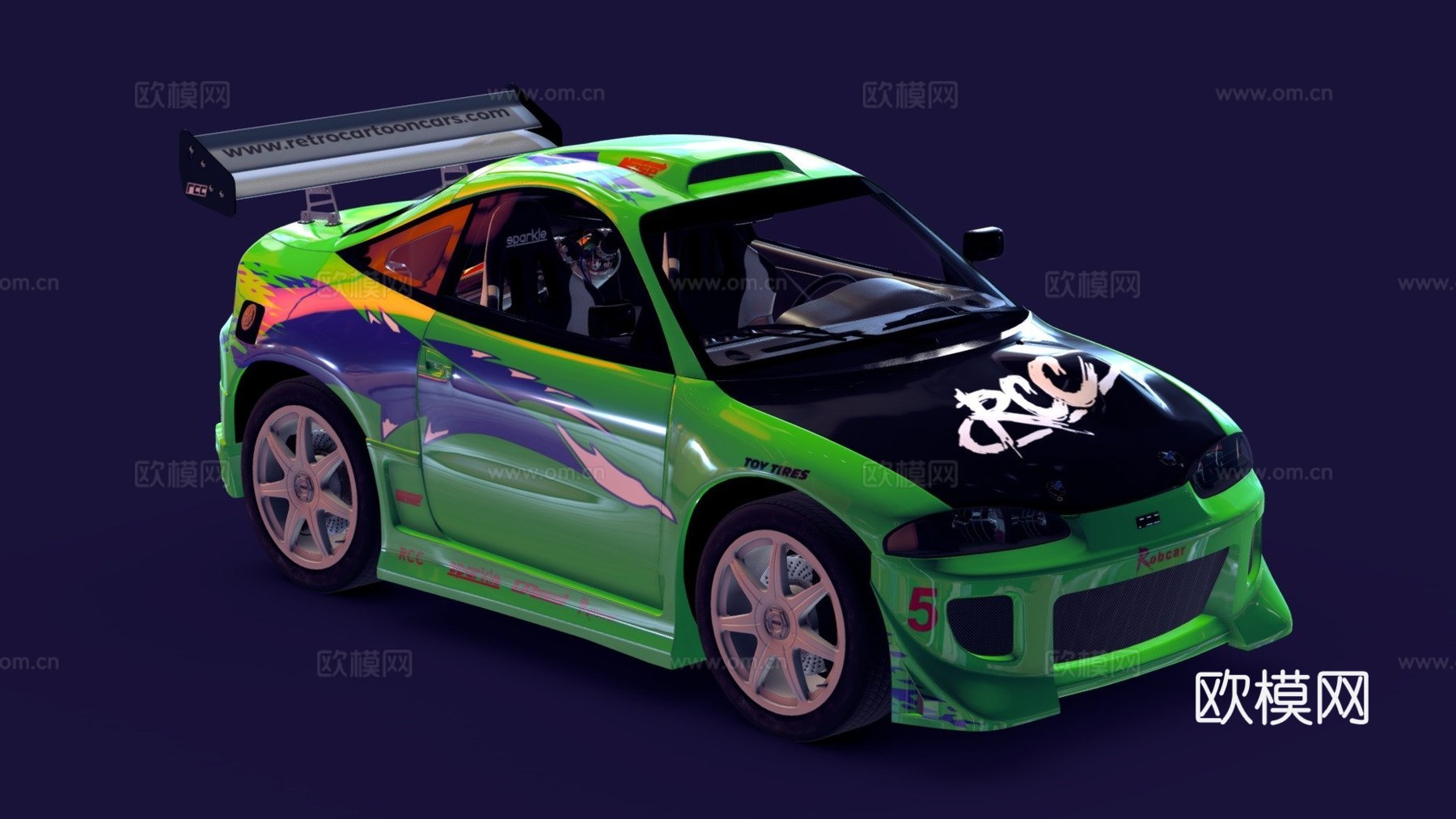 卡通街头赛车3d模型下载（渲染图1）