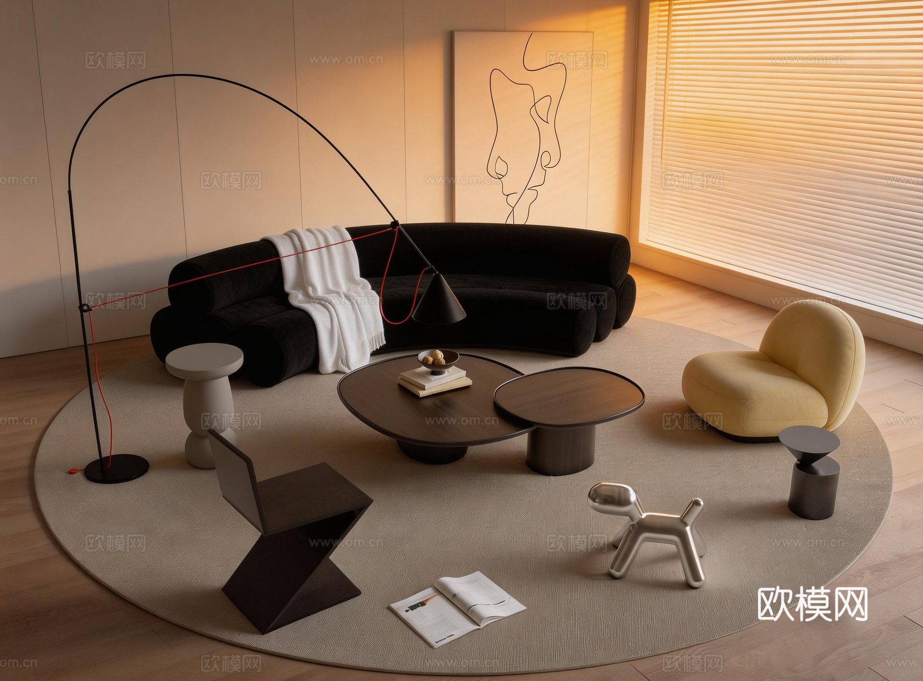 组合沙发 布艺沙发 茶几 休闲椅su模型