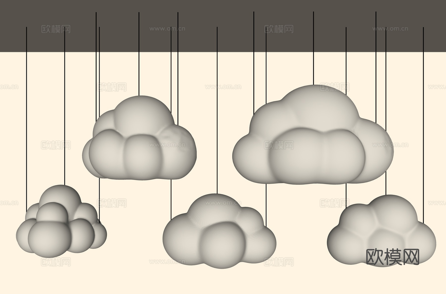 云朵装饰 云朵吊灯 球形云朵 现代吊灯 装饰吊灯 云朵挂件su模型