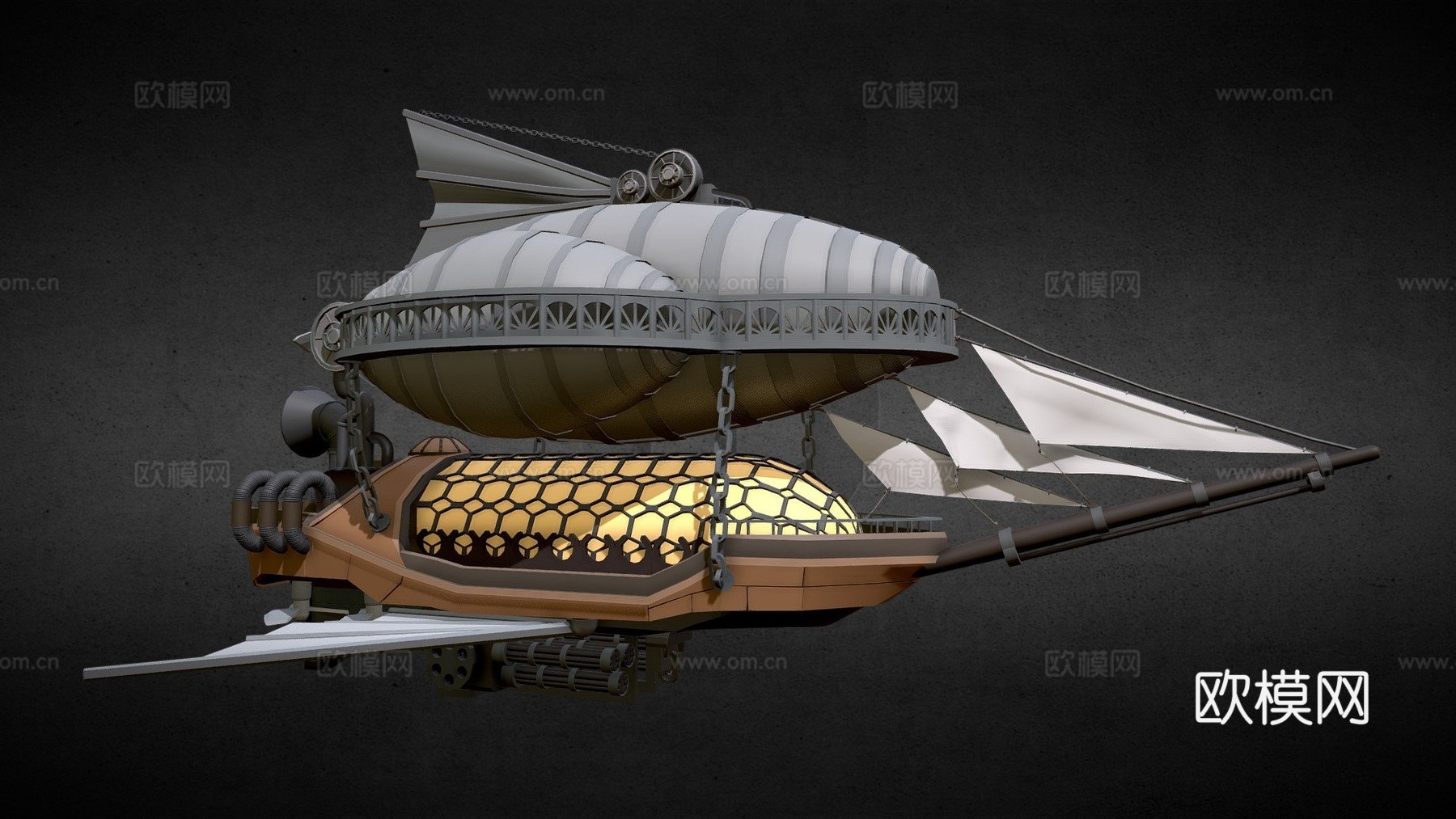 飞艇3d模型下载（渲染图1）