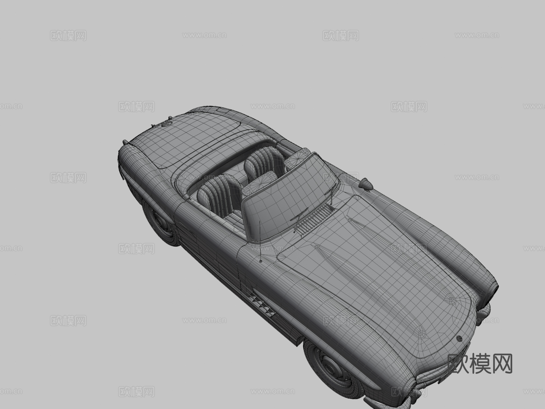 梅赛德斯-奔驰300 SL敞篷跑车3d模型下载（渲染图3）
