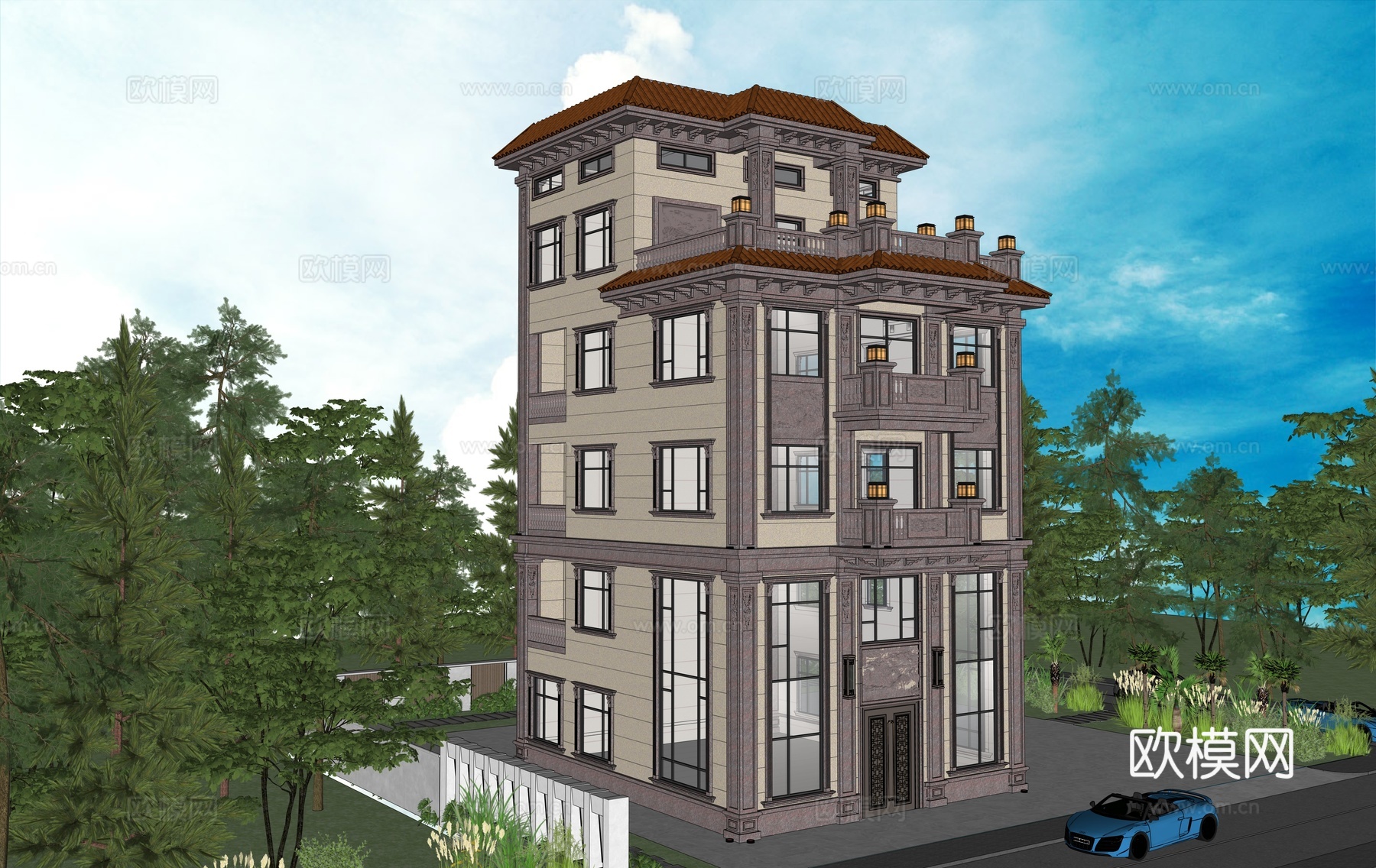 欧式别墅su模型su模型