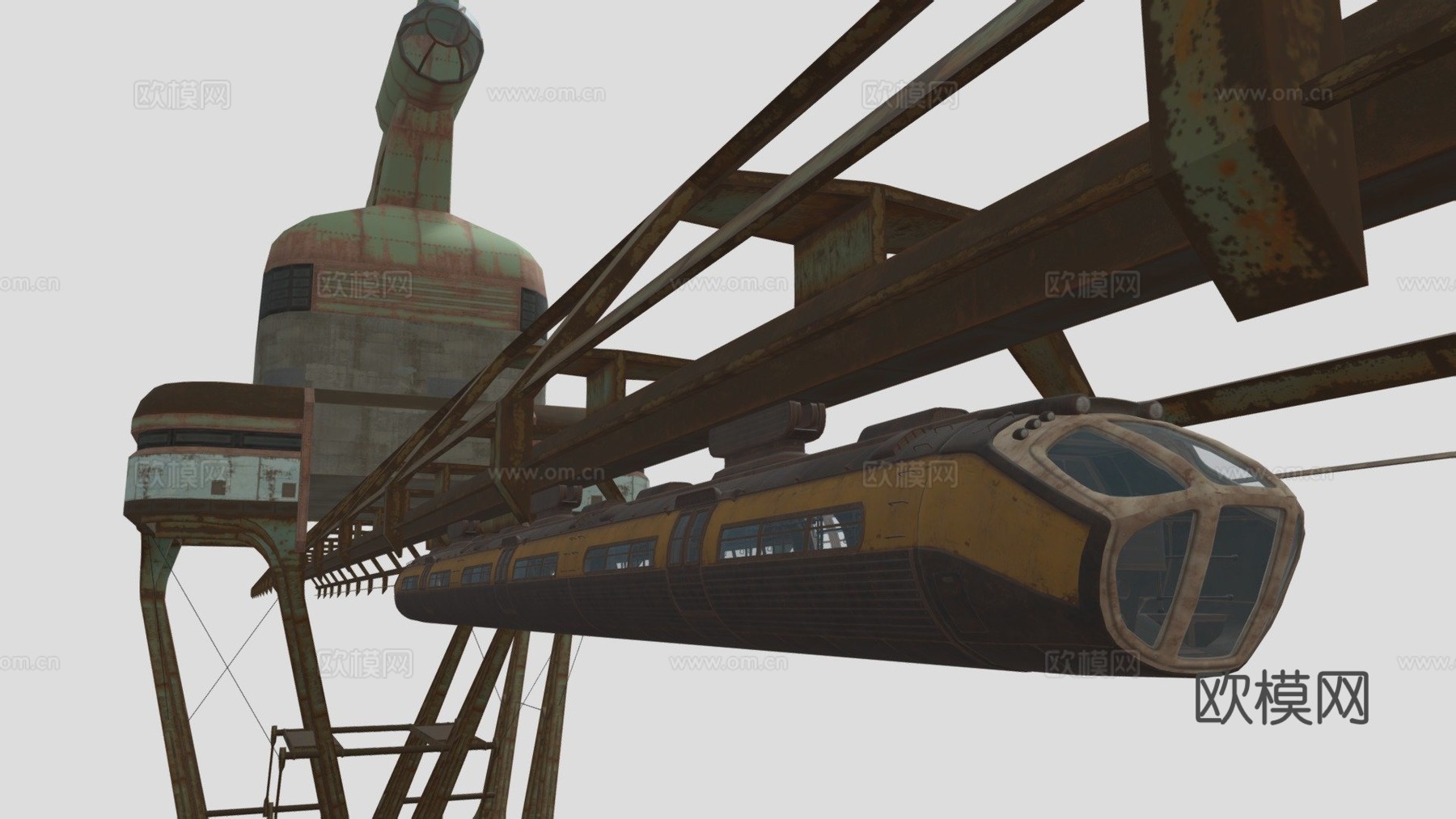 辐射-单轨列车+车站3d模型下载（渲染图1）
