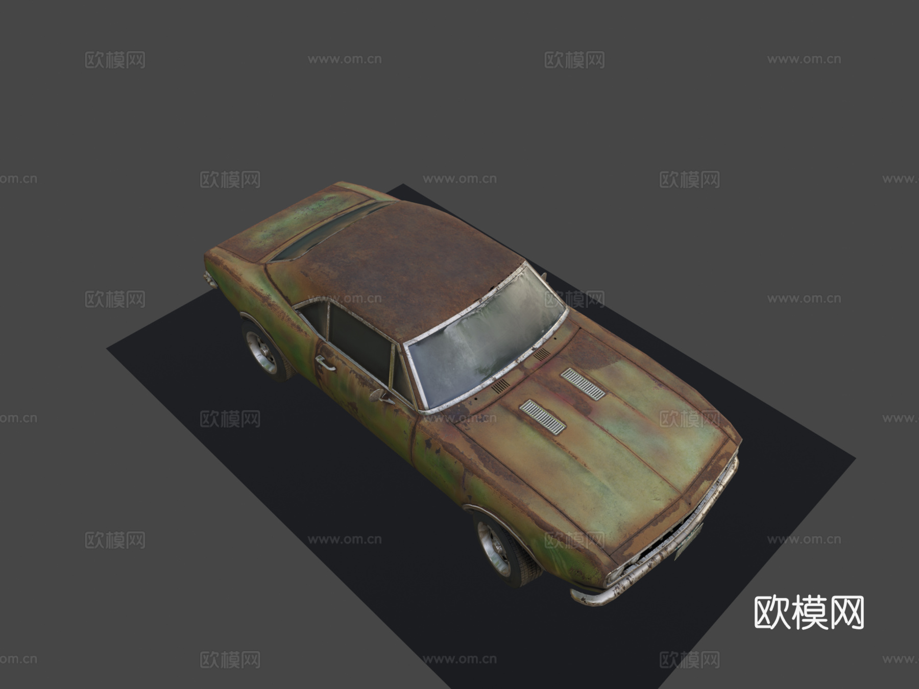 生锈的1960年代肌肉车3d模型下载（渲染图7）