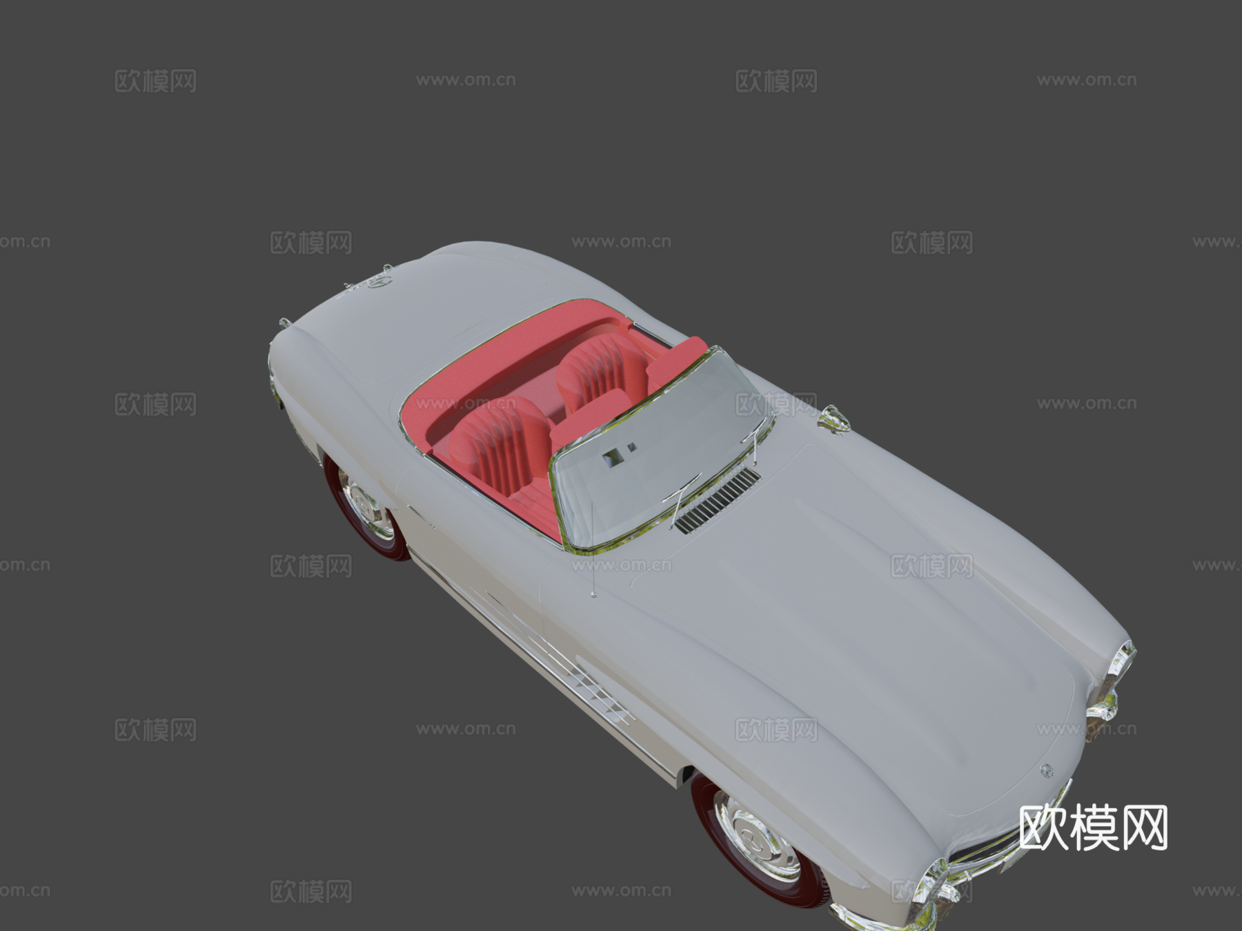 梅赛德斯-奔驰300 SL敞篷跑车3d模型下载（渲染图1）