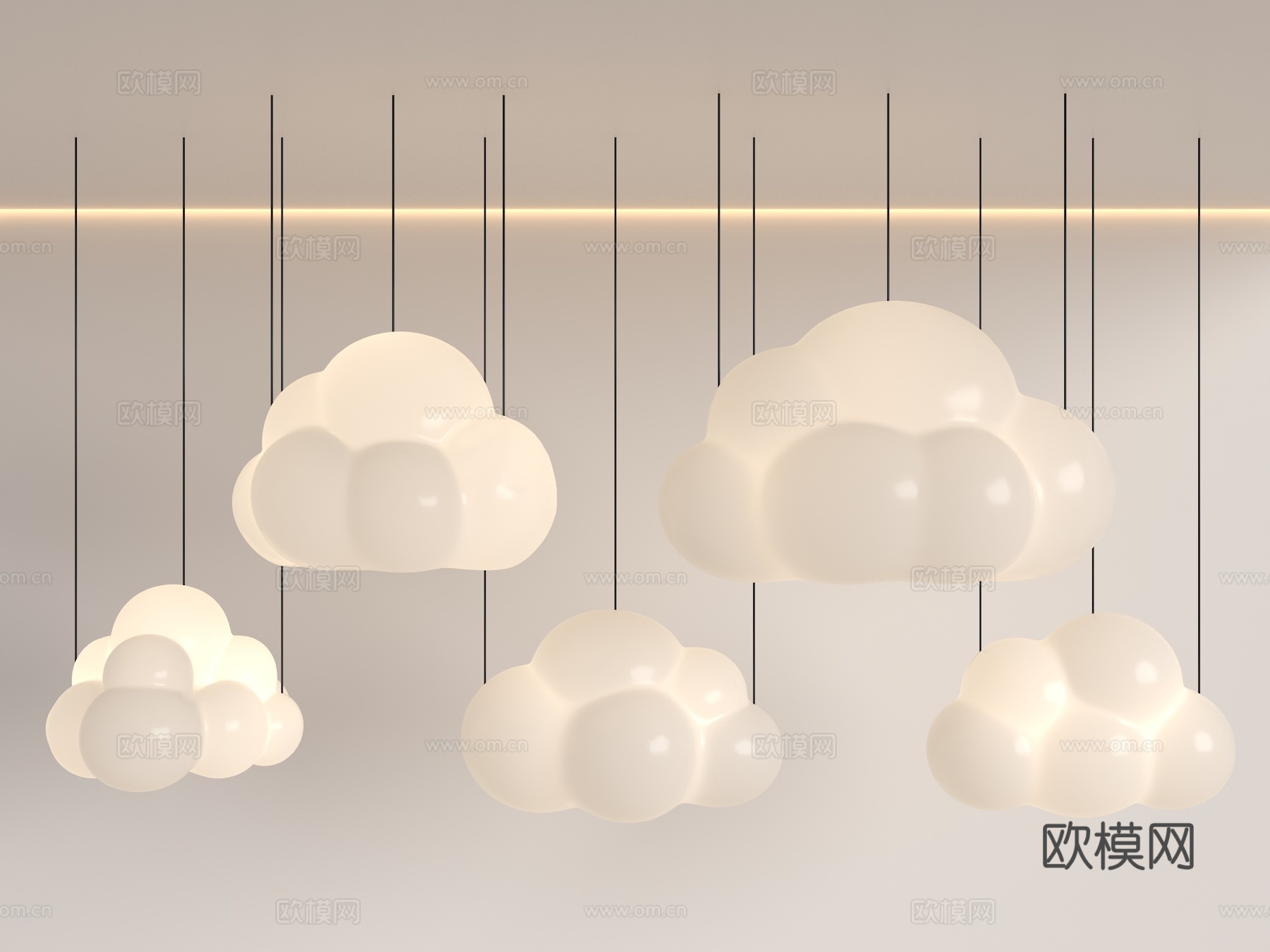 云朵装饰 云朵吊灯 球形云朵 现代吊灯 装饰吊灯 云朵挂件su模型