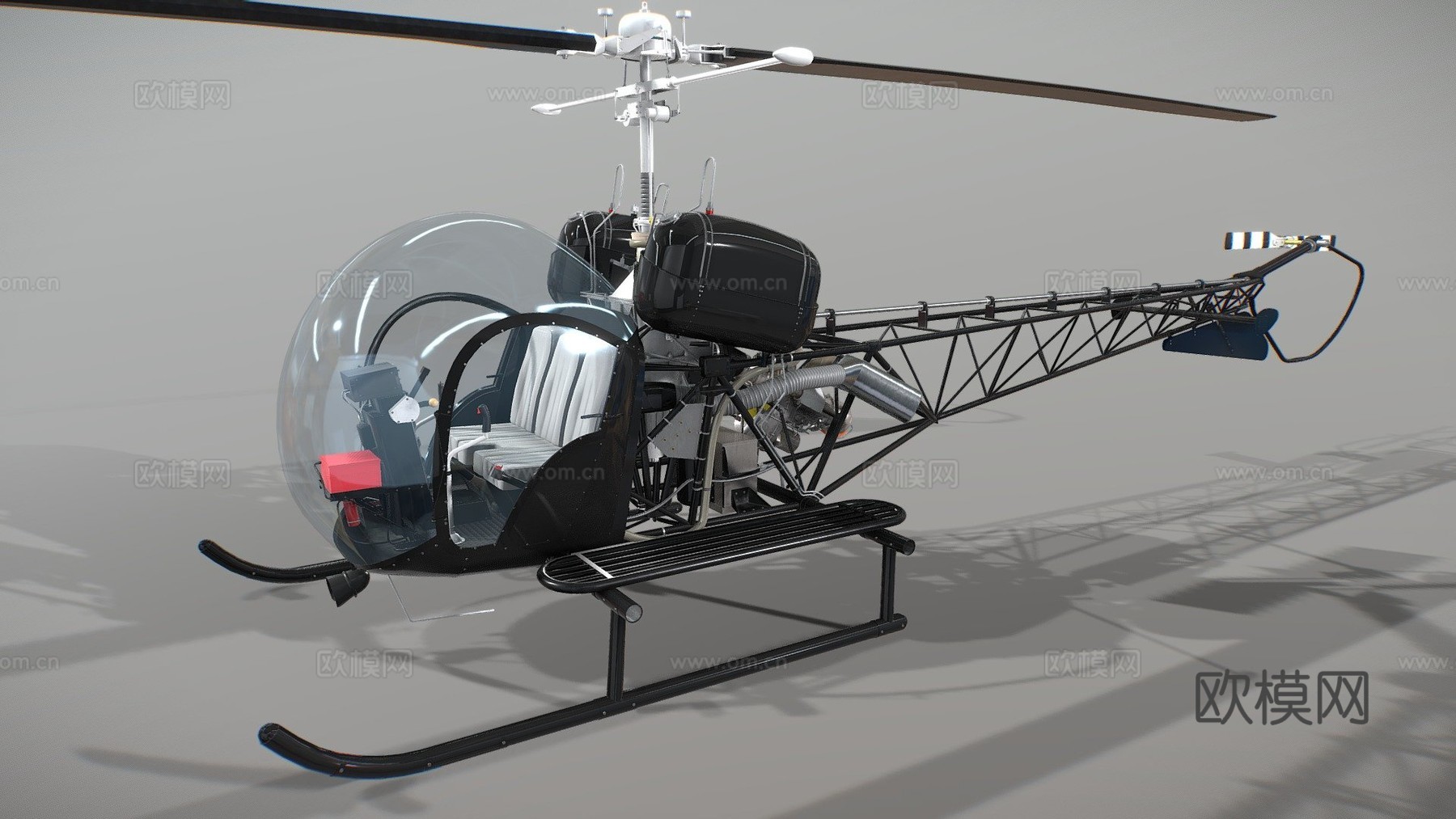 直升机贝尔473d模型下载（渲染图1）