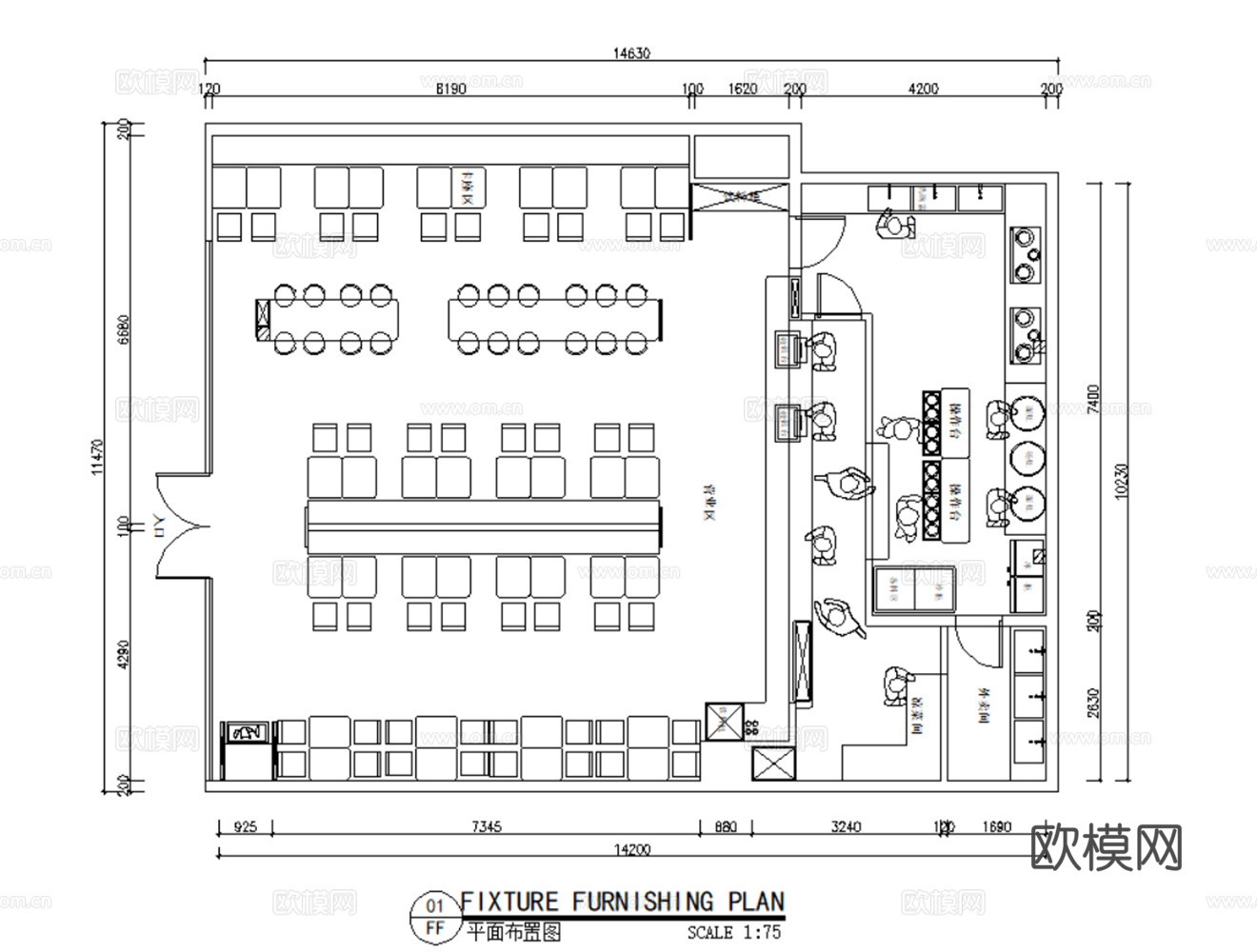 35套餐厅快餐厅平面CAD设计方案图纸最新整理合集cad施工图