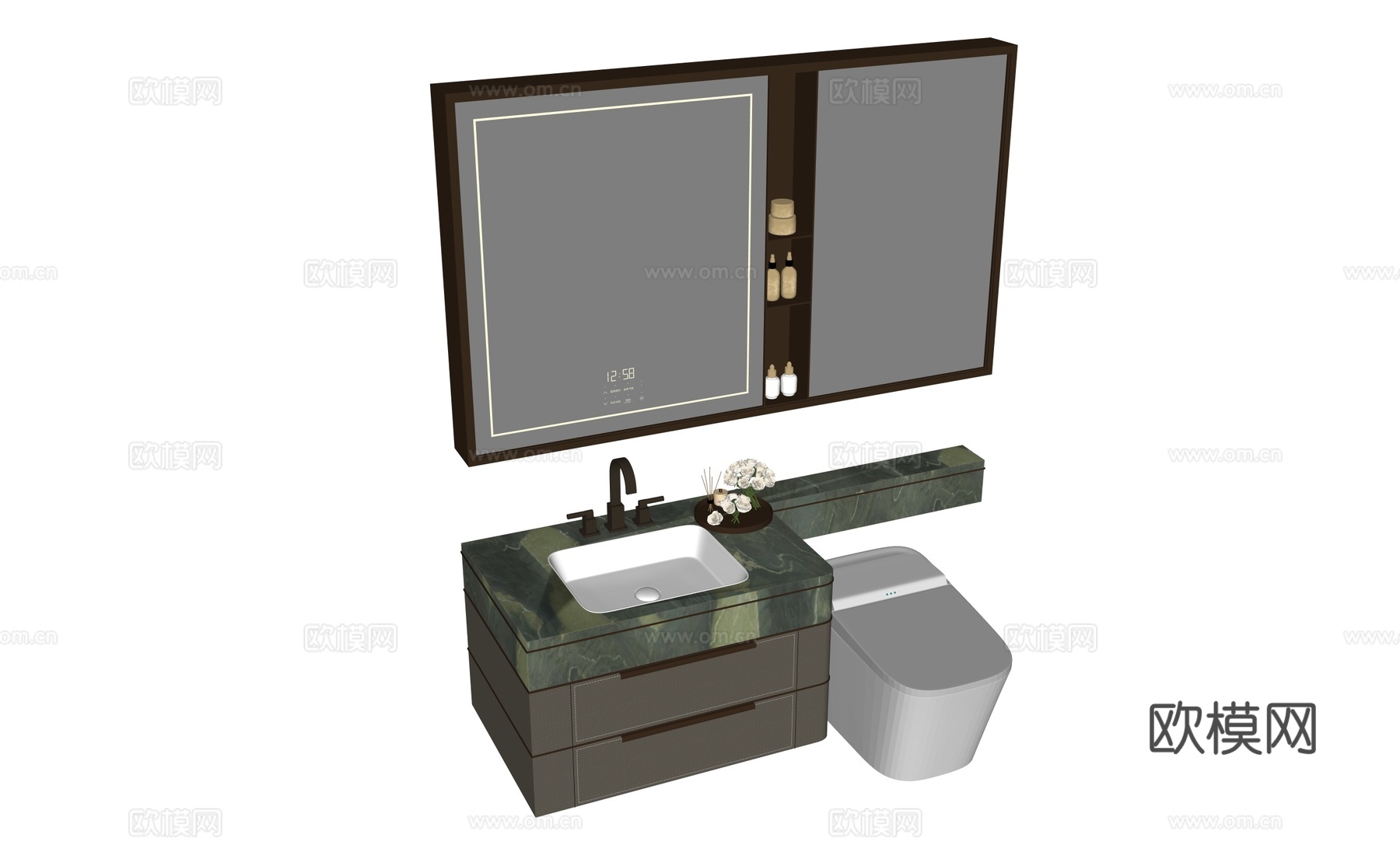 现代浴室柜盆su模型