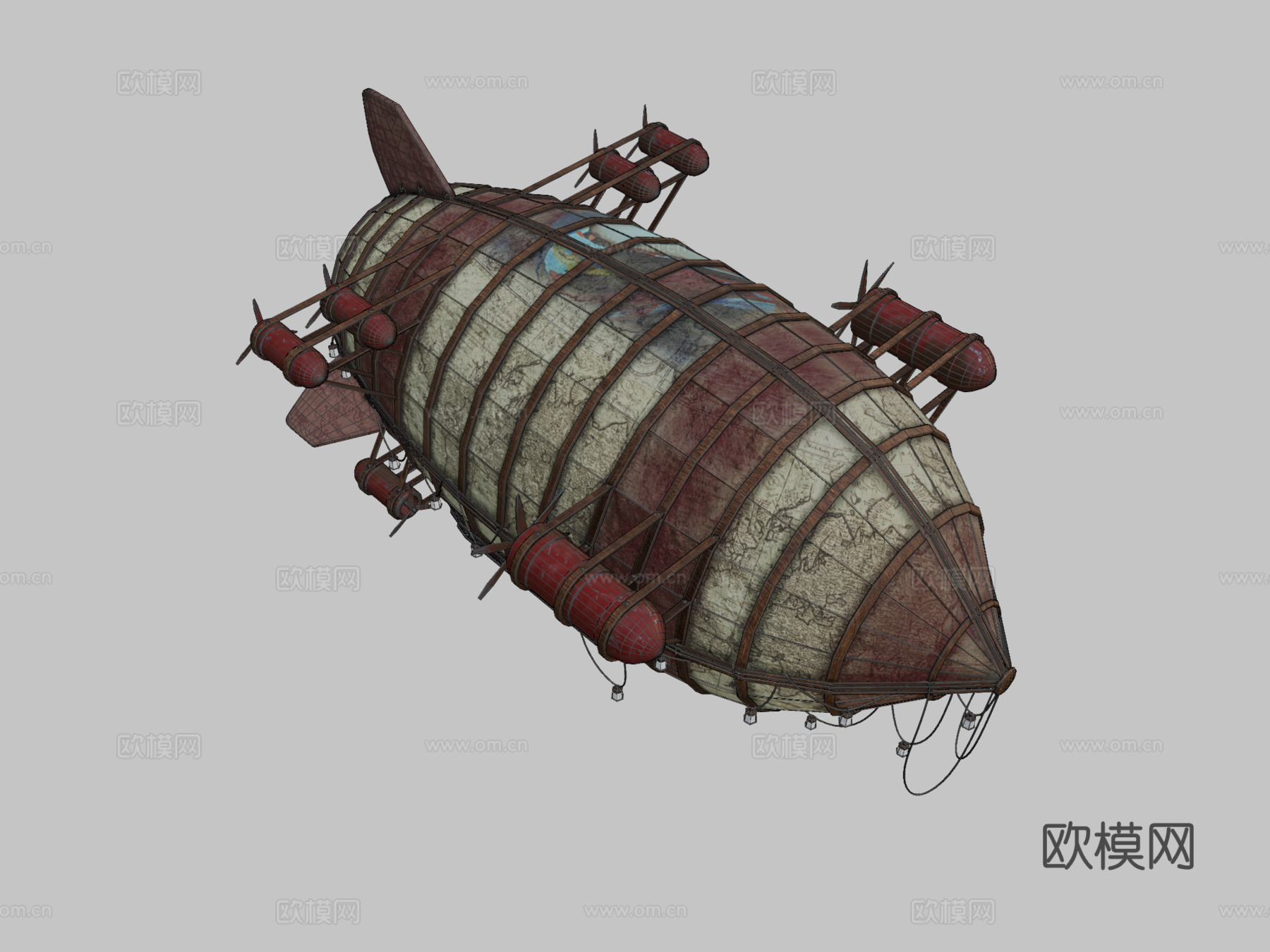 齐柏林飞艇气球3d模型下载（渲染图2）