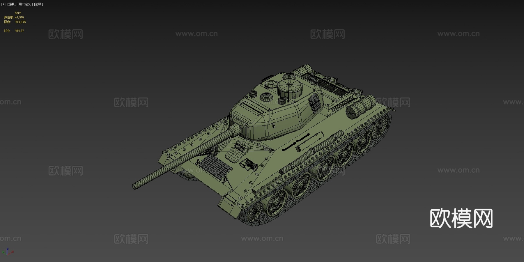 T-34 85坦克3d模型下载（渲染图4）
