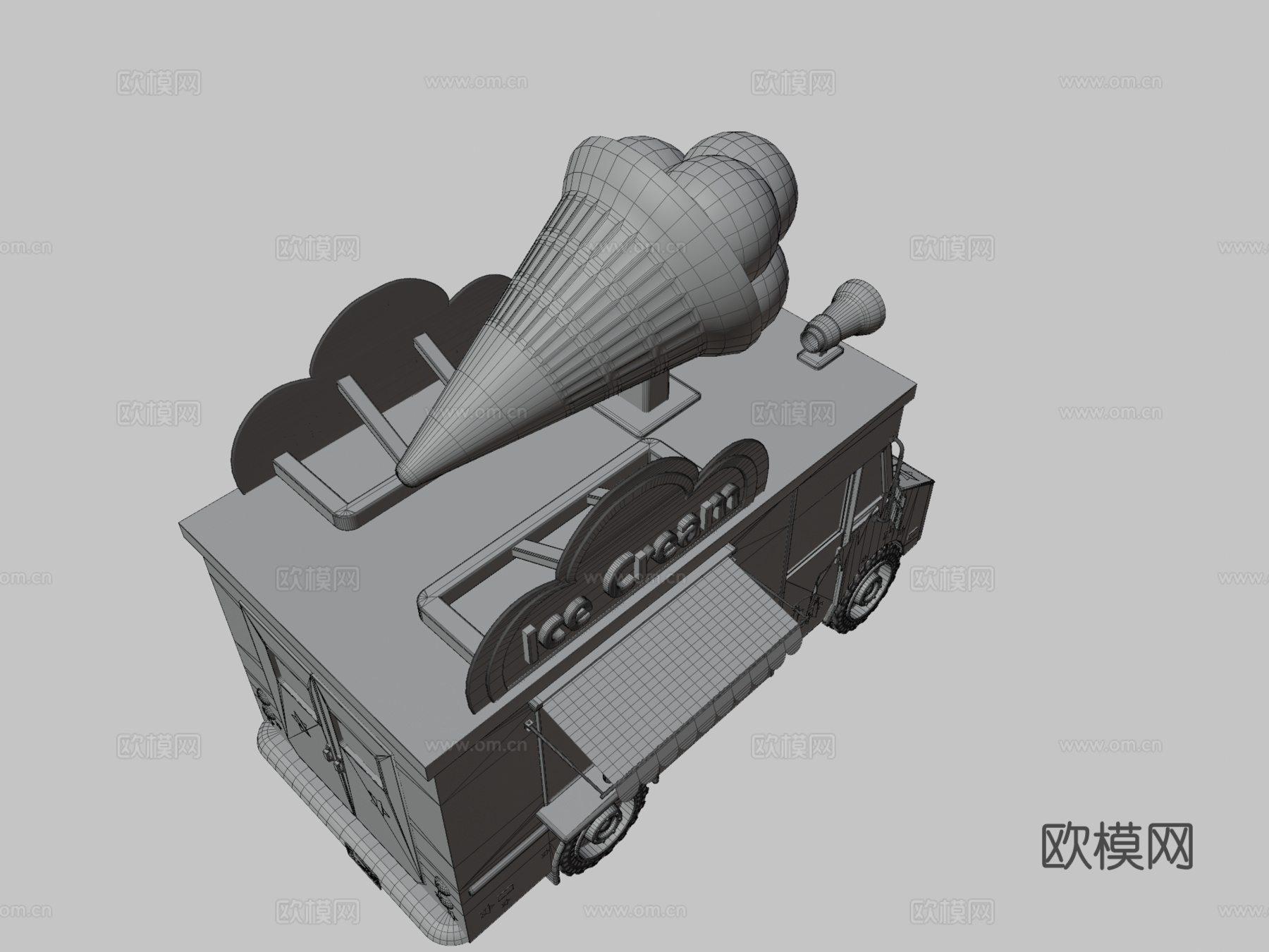 冰淇淋车3d模型下载（渲染图3）