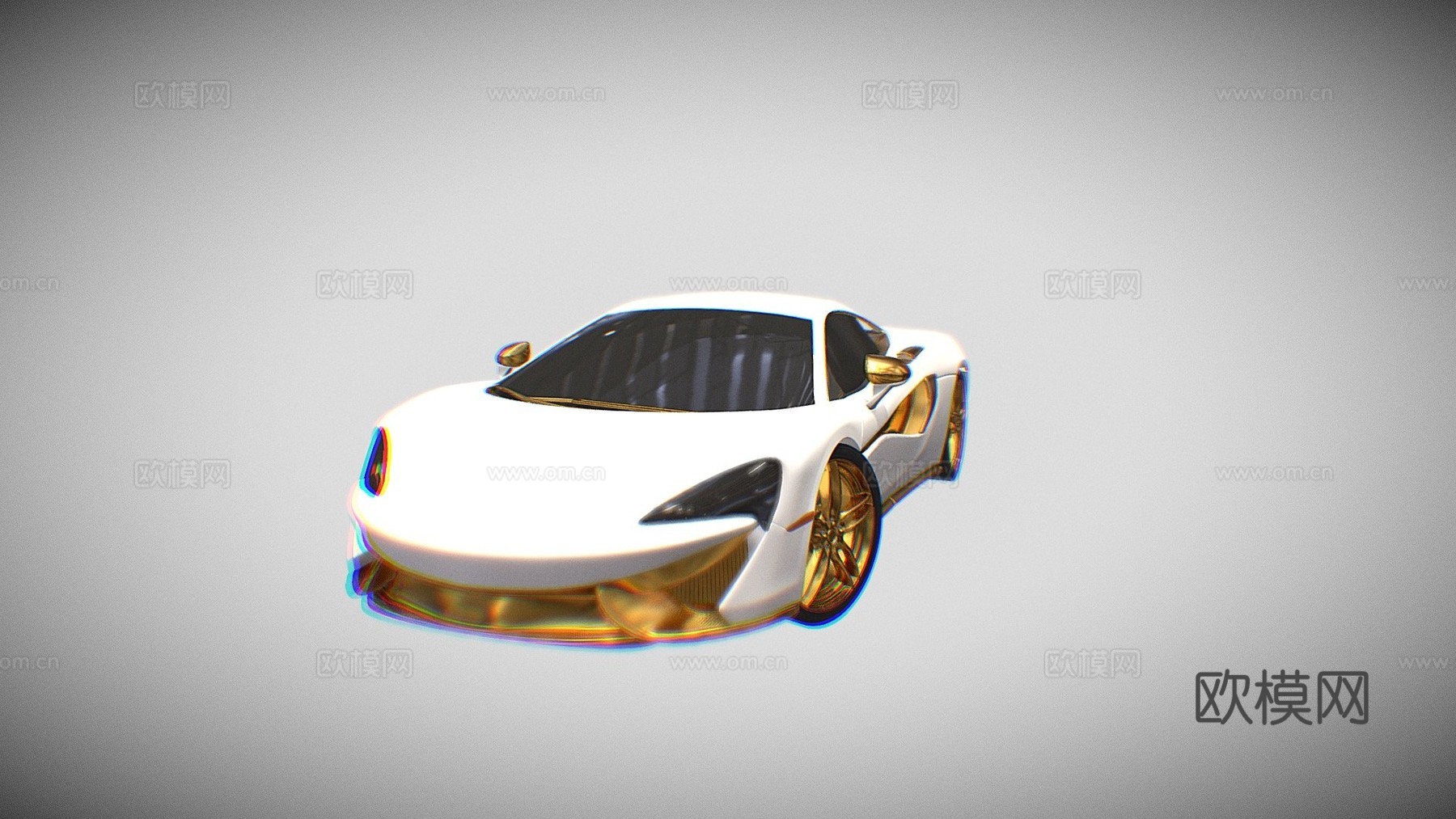 迈凯轮白色配金色3d模型下载（渲染图1）