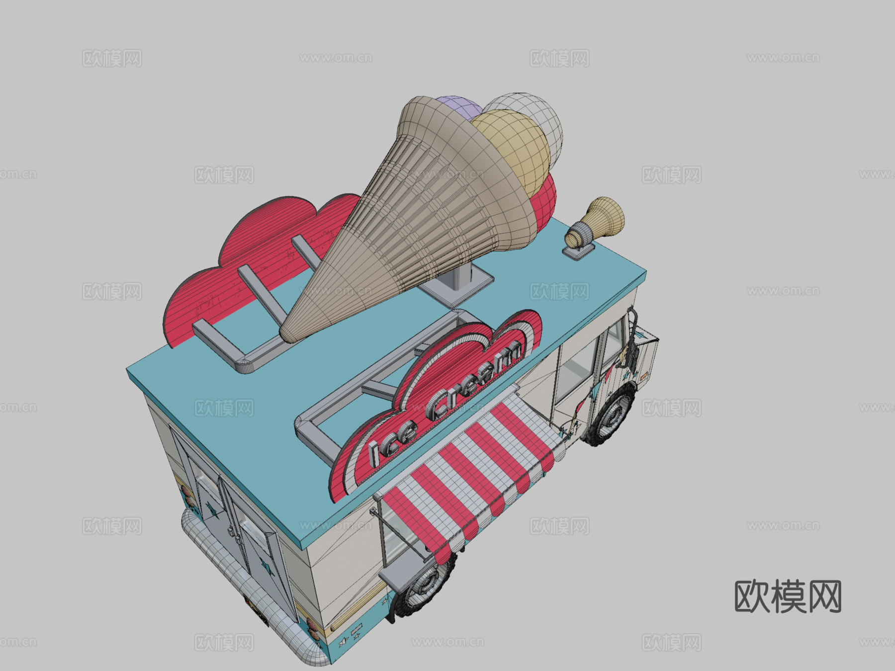 冰淇淋车3d模型下载（渲染图2）
