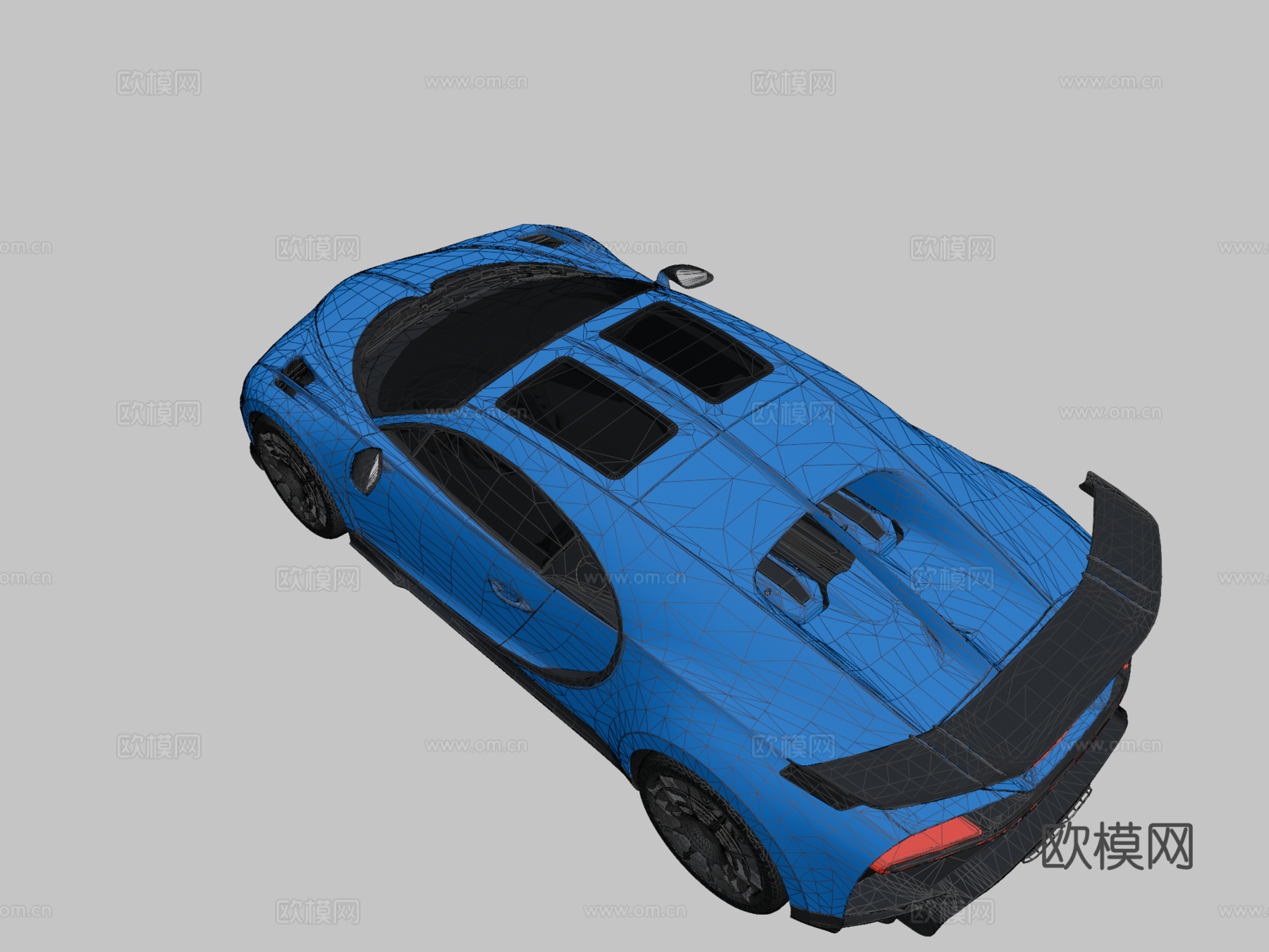 卡通-布加迪凯龙Pur Spor3d模型下载（渲染图2）