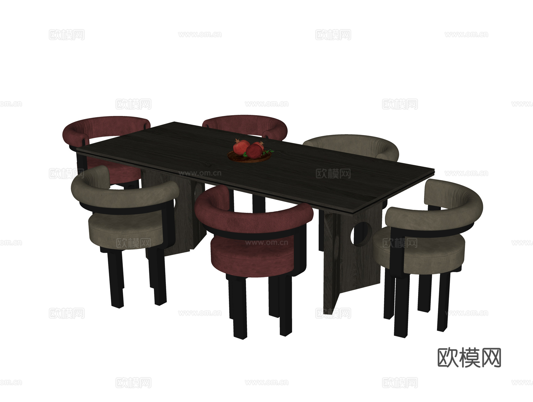 现代餐桌椅 餐椅su模型