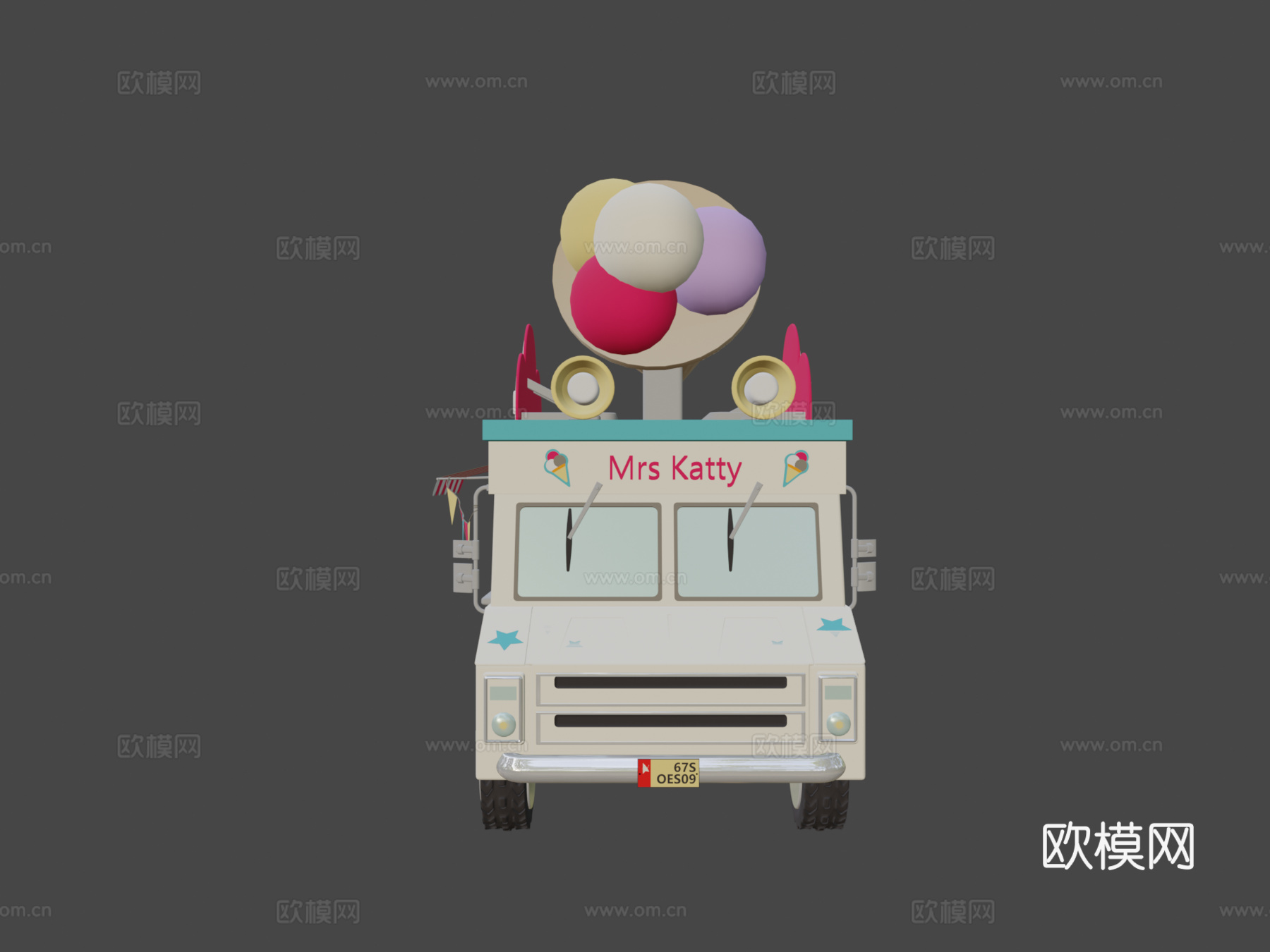 冰淇淋车3d模型下载（渲染图6）