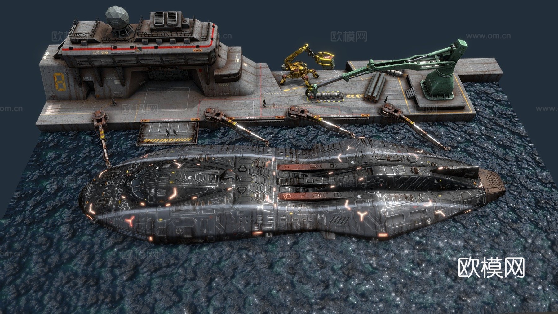 科幻潜艇=类型-9=级3d模型下载（渲染图1）