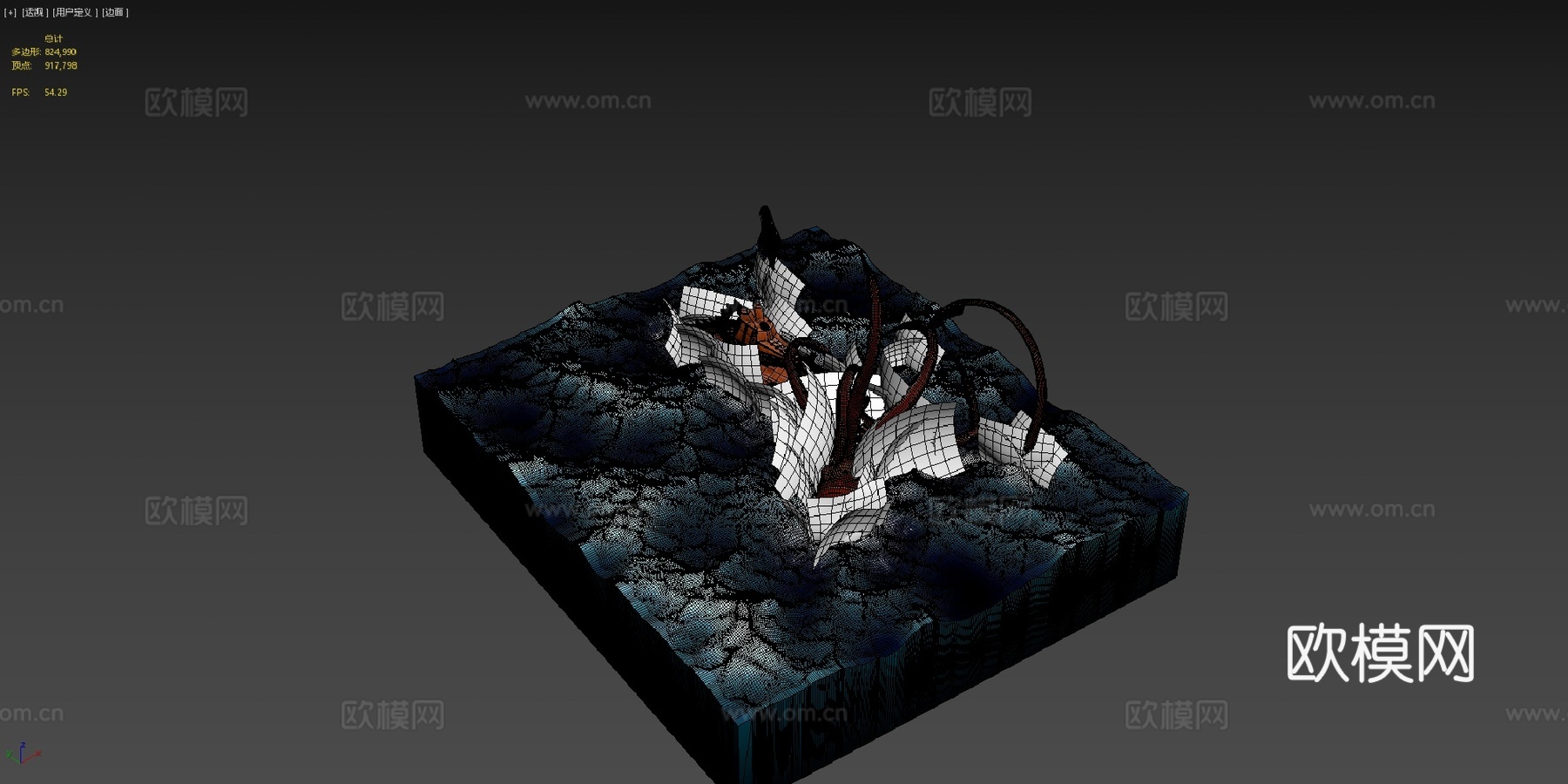 巨型乌贼对战鹦鹉螺号3d模型下载（渲染图4）