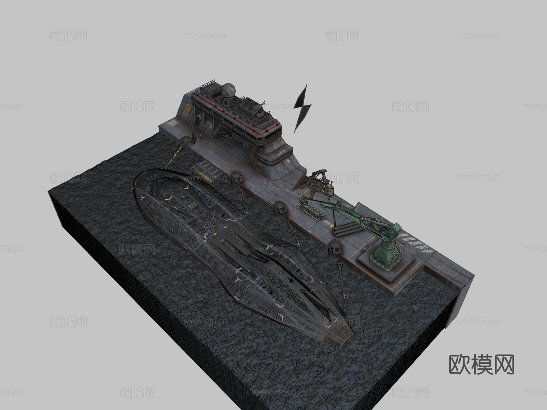 科幻潜艇=类型-9=级3d模型下载（渲染图2）
