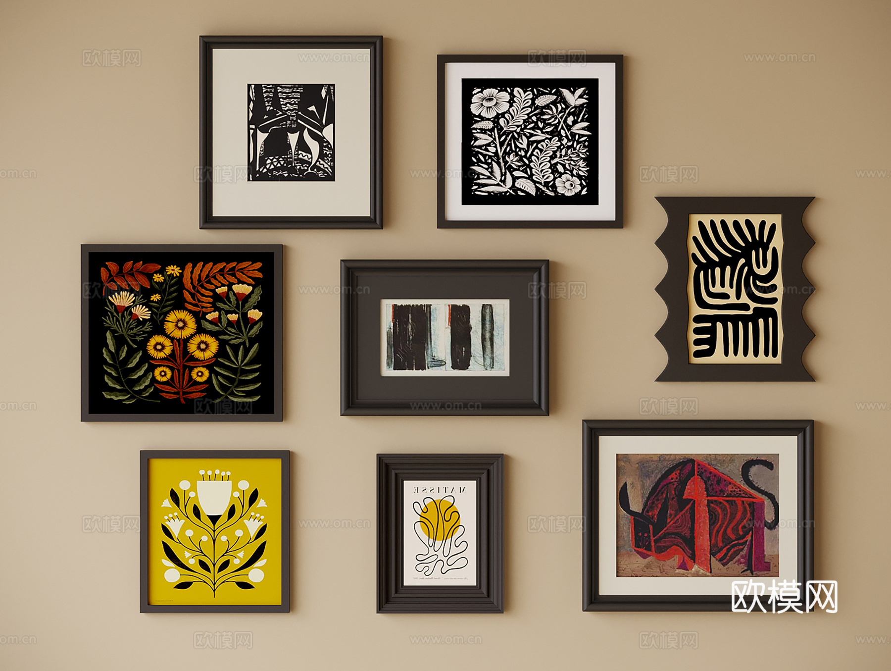 现代挂画su模型