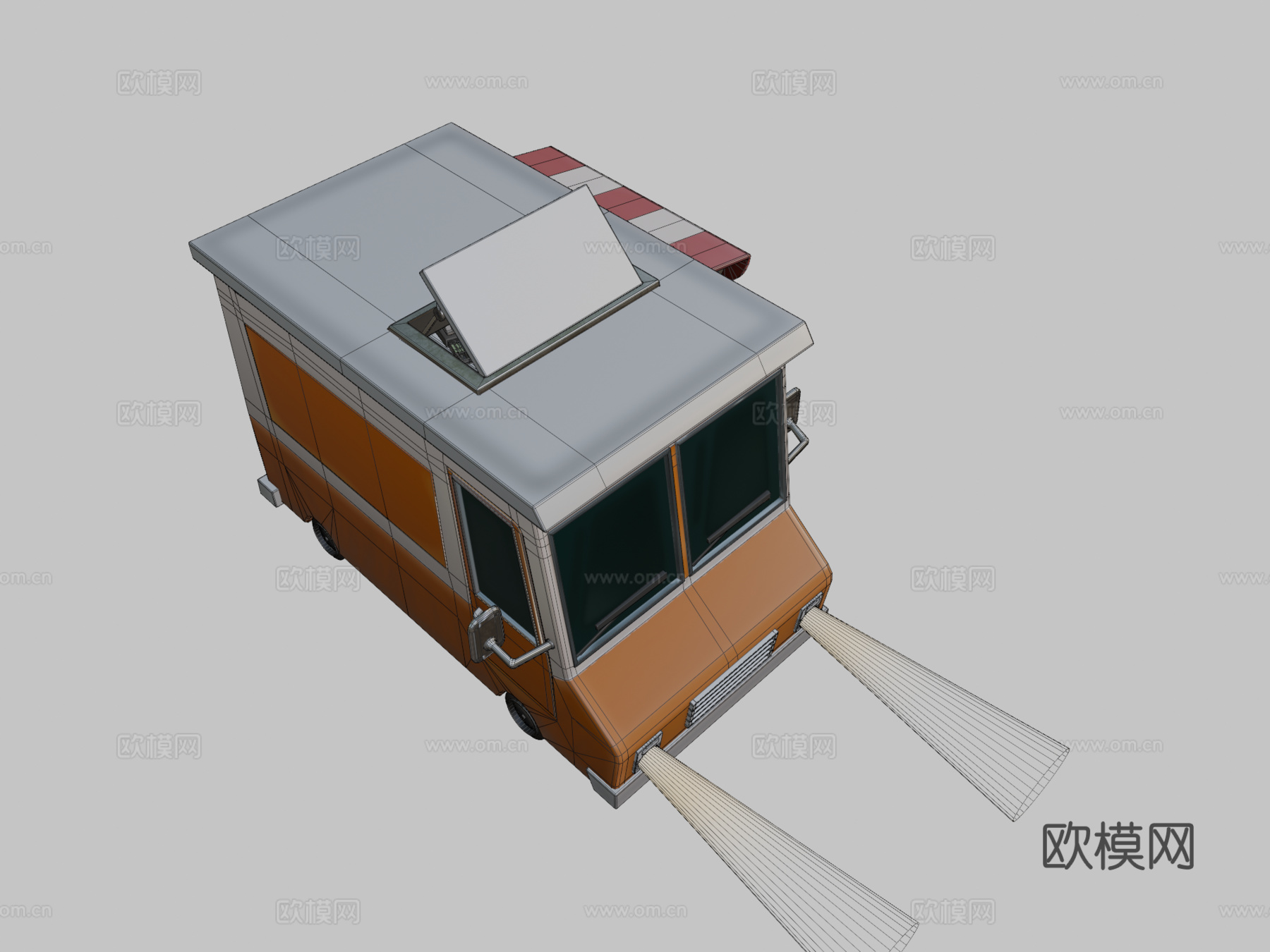 风格化食品卡车 #Sketchfab每周挑战3d模型下载（渲染图2）