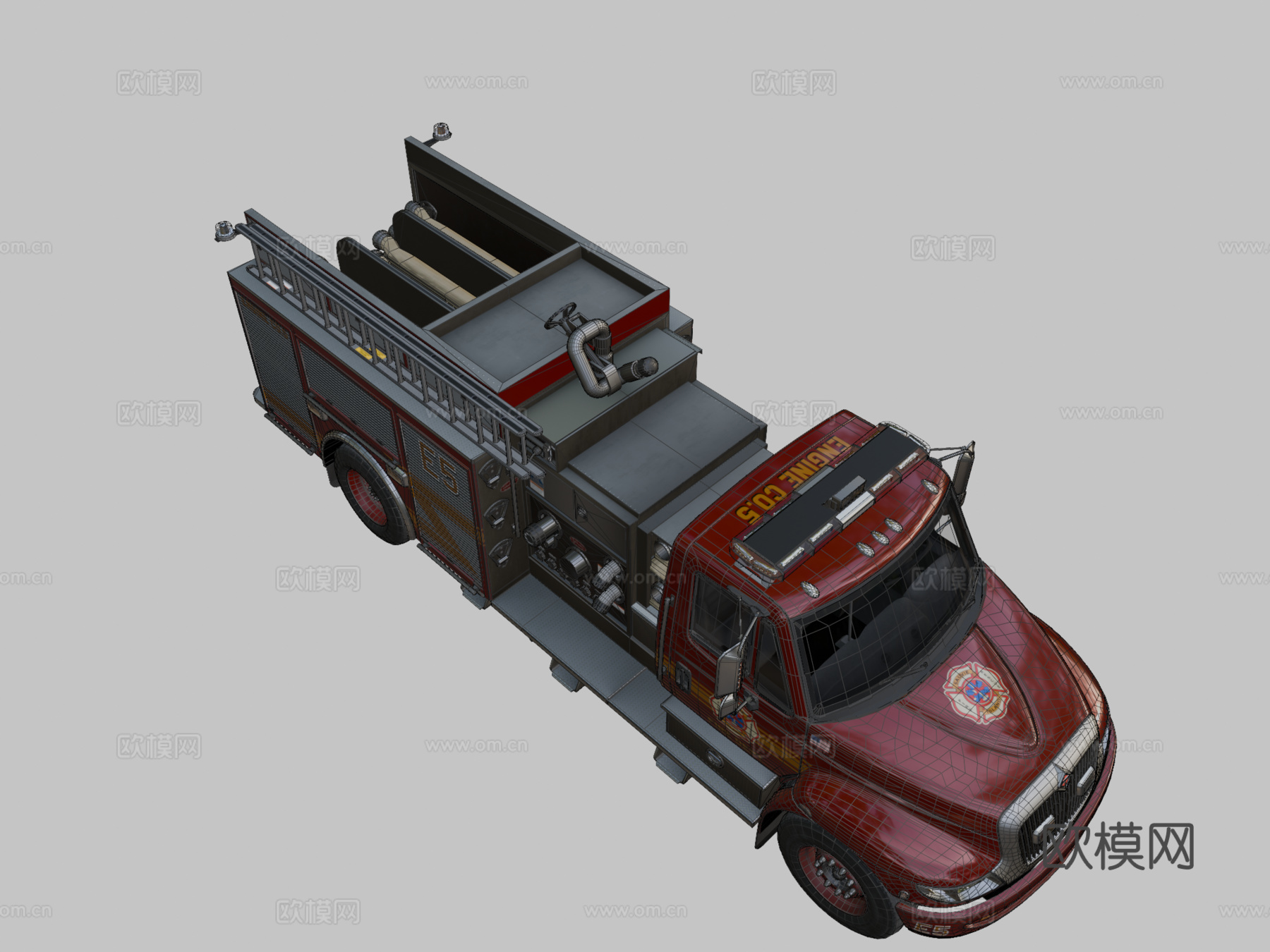 杜拉之星消防车3d模型下载（渲染图2）