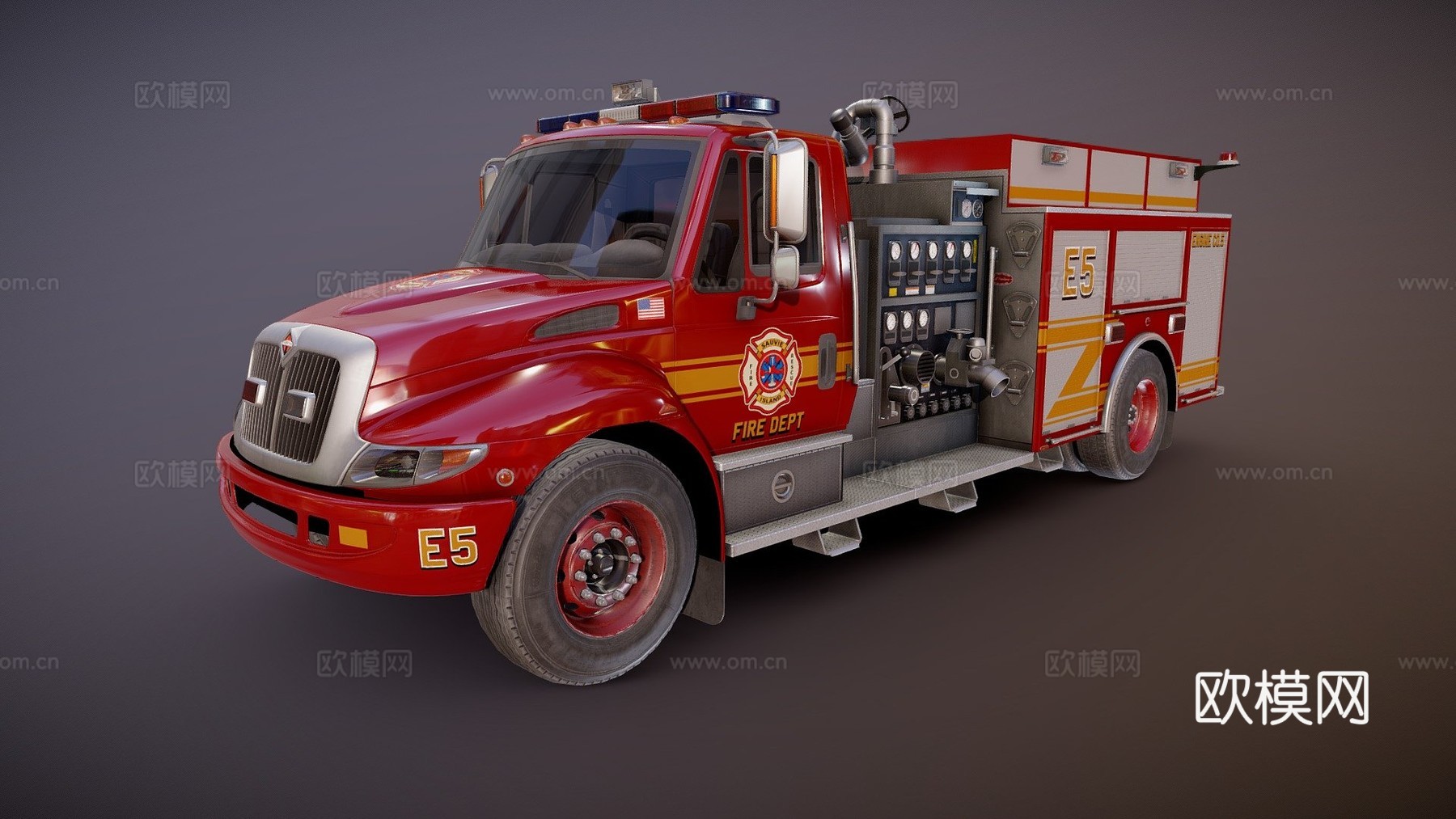 杜拉之星消防车3d模型下载（渲染图1）